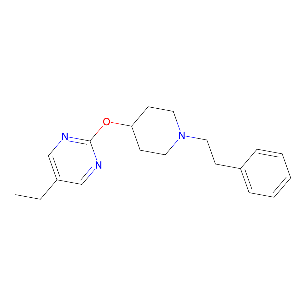 5-Ethyl-2-{[1-(2-phenylethyl)piperidin-4-yl]oxy}pyrimidine molecular structure, CAS 2380071-54-3