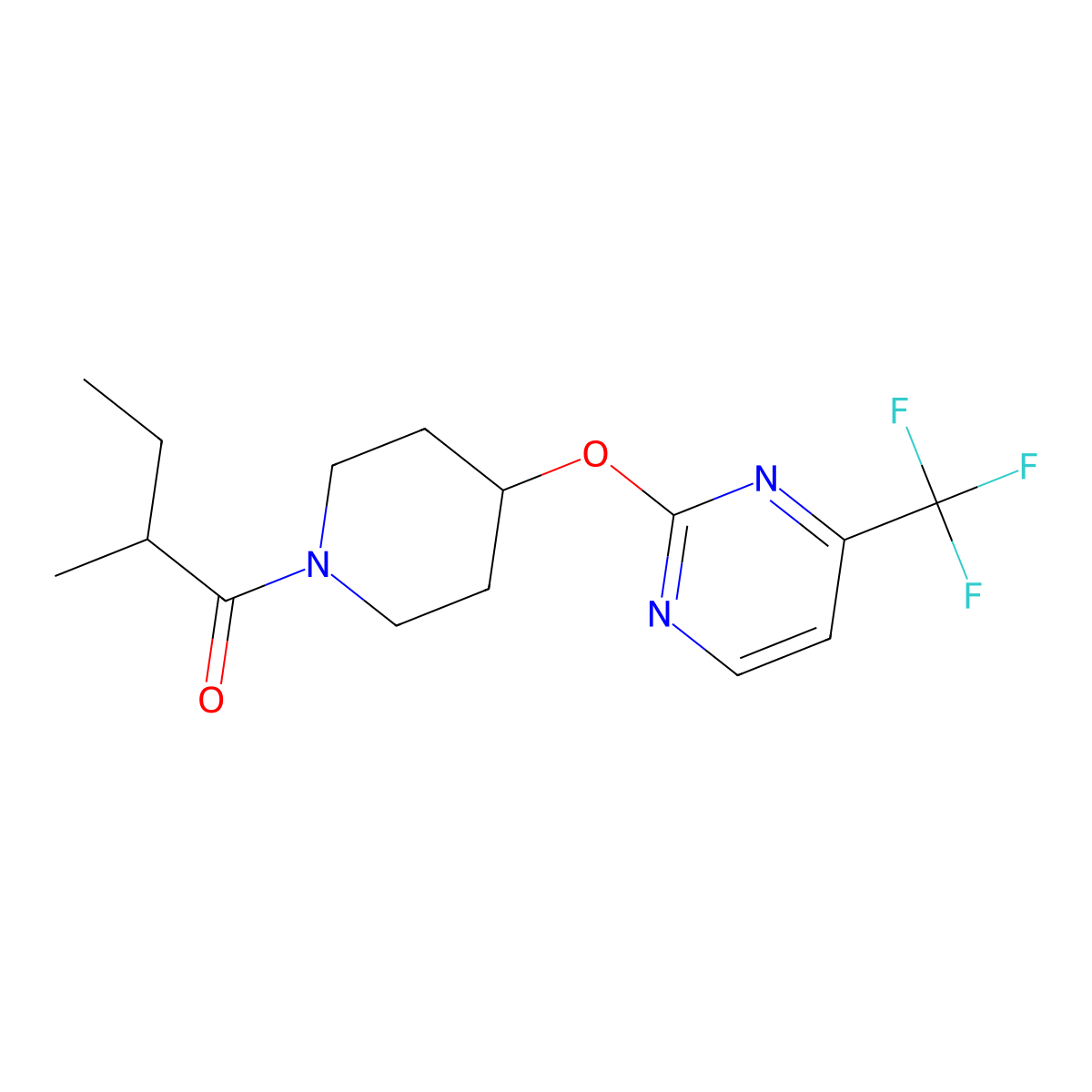 2-Methyl-1-(4-{[4-(trifluoromethyl)pyrimidin-2-yl]oxy}piperidin-1-yl)butan-1-one molecular structure, CAS 2380071-59-8