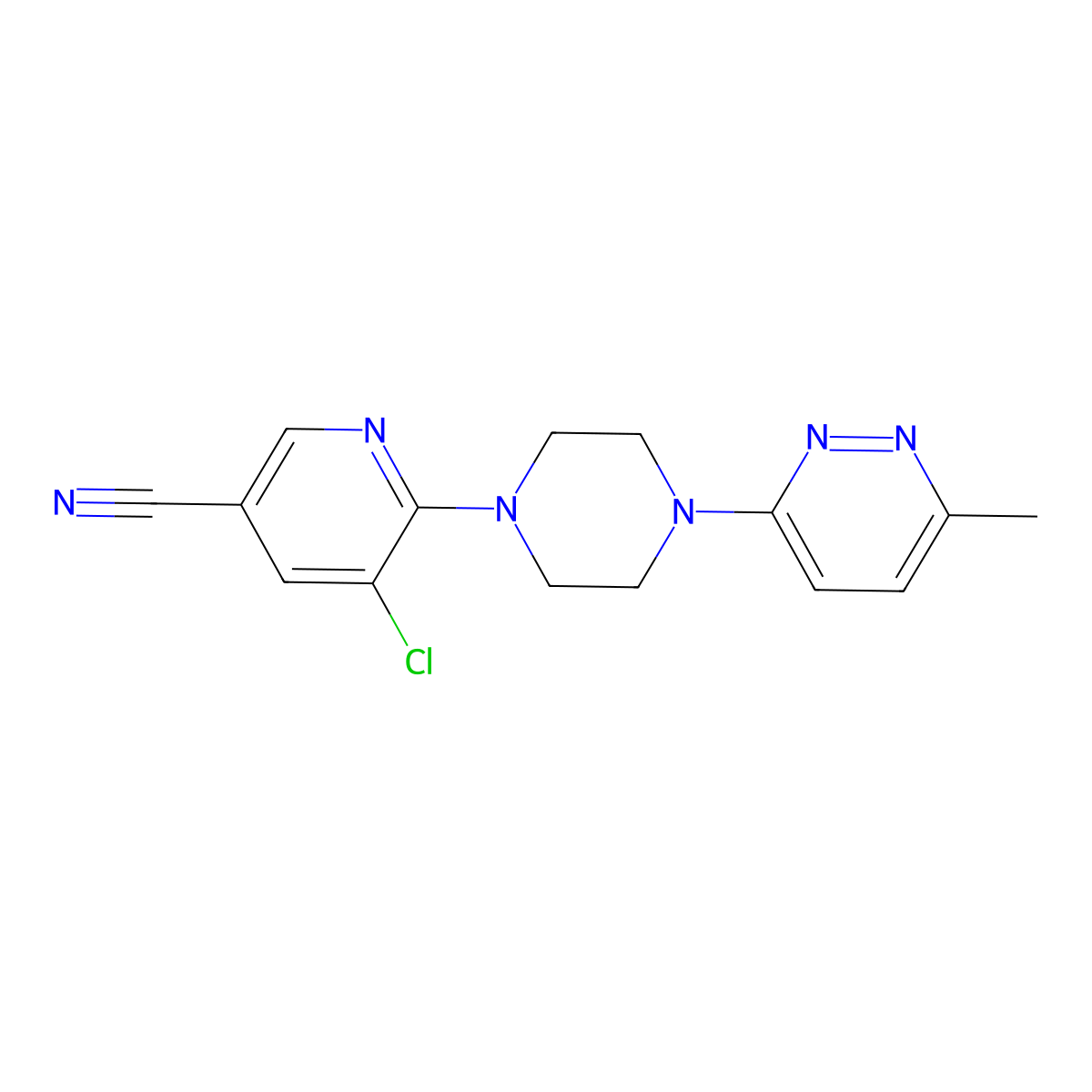5-Chloro-6-[4-(6-methylpyridazin-3-yl)piperazin-1-yl]pyridine-3-carbonitrile molecular structure, CAS 2380071-65-6