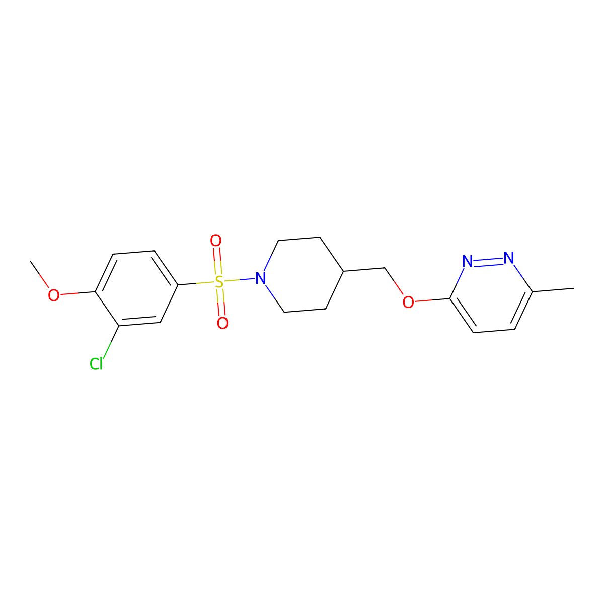 3-{[1-(3-Chloro-4-methoxybenzenesulfonyl)piperidin-4-yl]methoxy}-6-methylpyridazine molecular structure, CAS 2380071-68-9