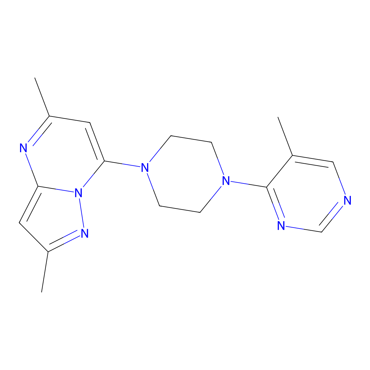 4-(4-{2,5-Dimethylpyrazolo[1,5-a]pyrimidin-7-yl}piperazin-1-yl)-5-methylpyrimidine molecular structure, CAS 2380071-69-0