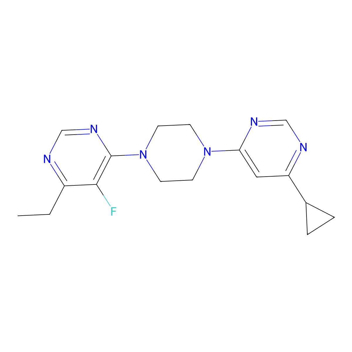 4-[4-(6-Cyclopropylpyrimidin-4-yl)piperazin-1-yl]-6-ethyl-5-fluoropyrimidine molecular structure, CAS 2380071-80-5