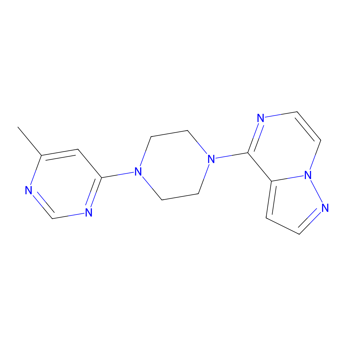 4-Methyl-6-(4-{pyrazolo[1,5-a]pyrazin-4-yl}piperazin-1-yl)pyrimidine molecular structure, CAS 2380071-83-8