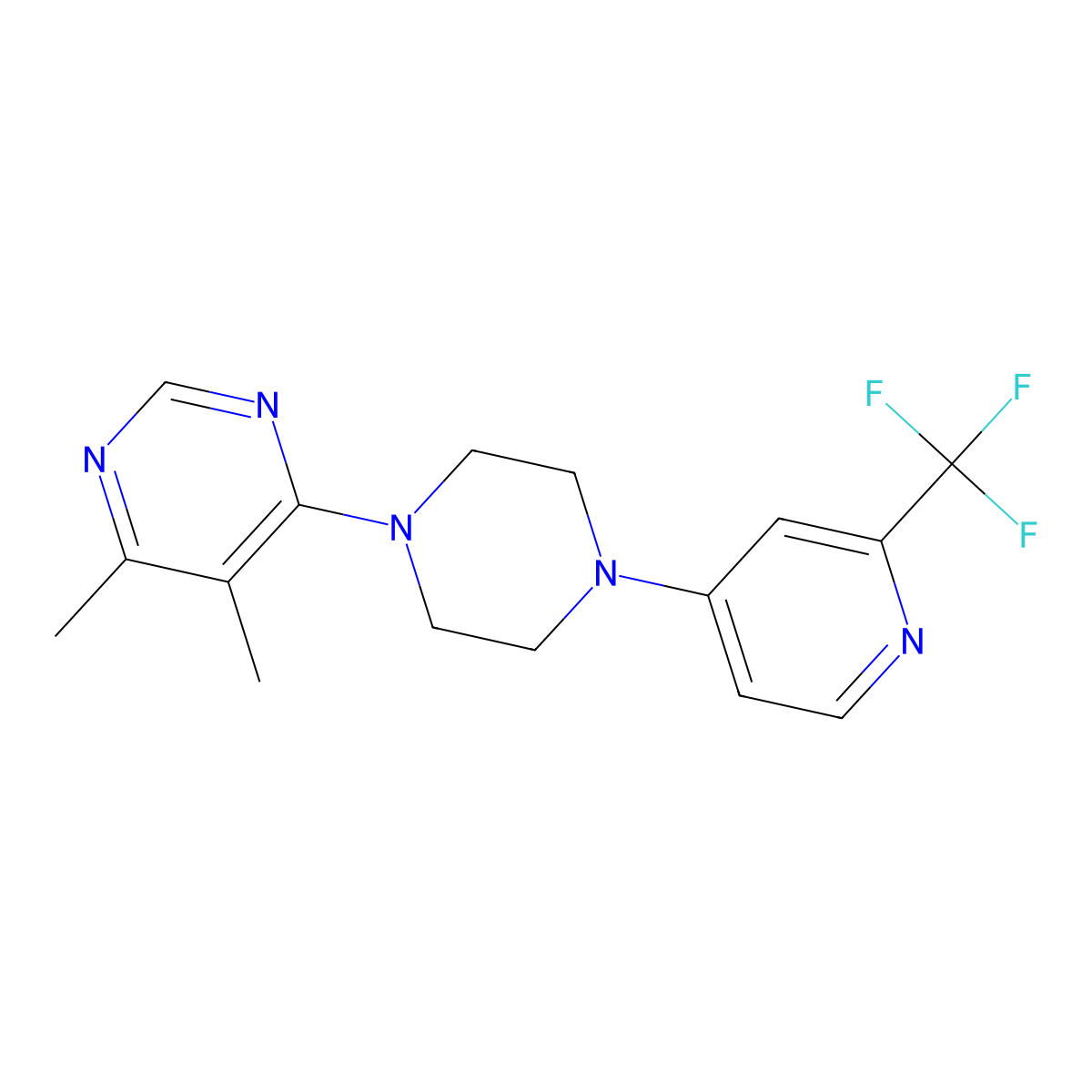 4,5-Dimethyl-6-{4-[2-(trifluoromethyl)pyridin-4-yl]piperazin-1-yl}pyrimidine molecular structure, CAS 2380071-84-9