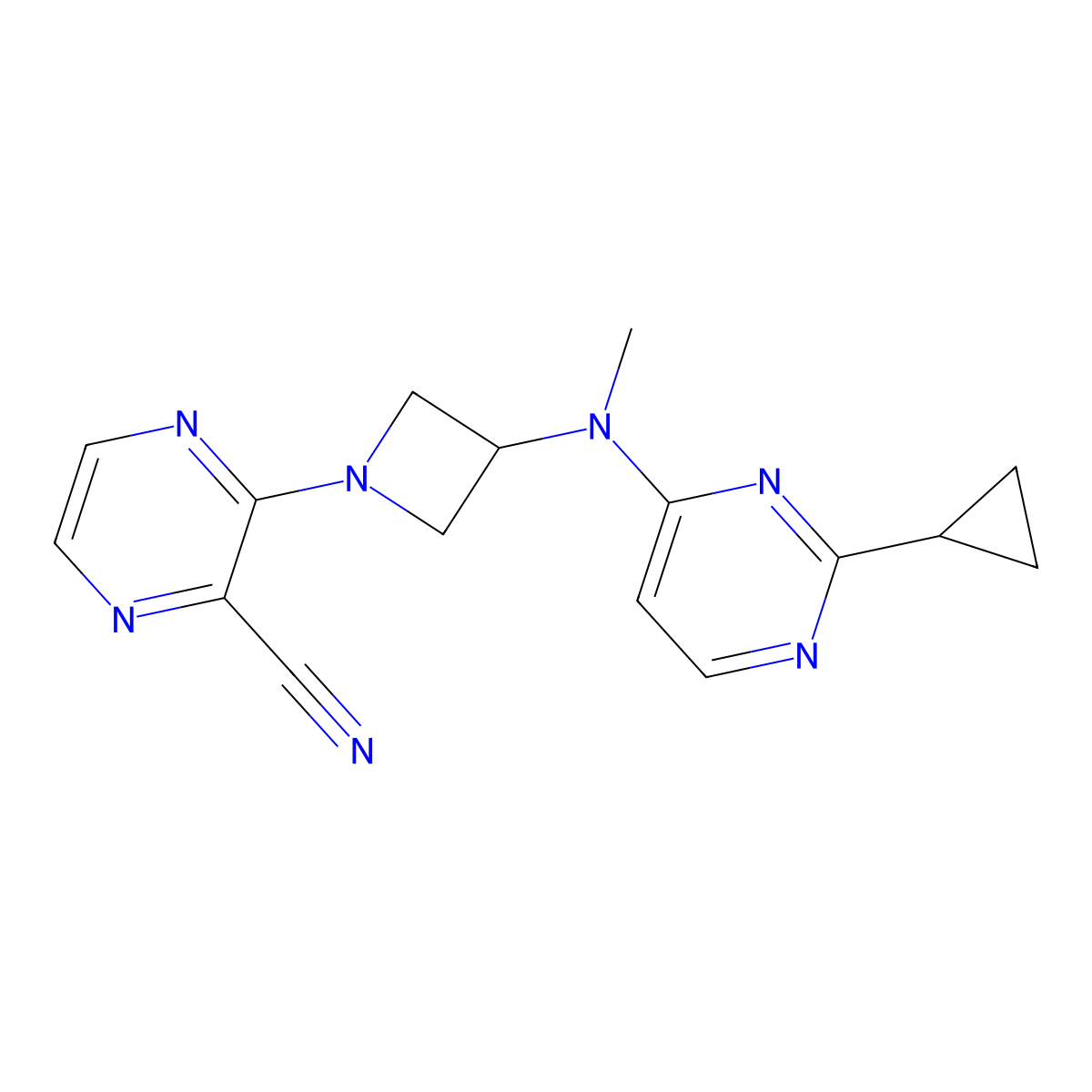 3-{3-[(2-Cyclopropylpyrimidin-4-yl)(methyl)amino]azetidin-1-yl}pyrazine-2-carbonitrile molecular structure, CAS 2380071-87-2