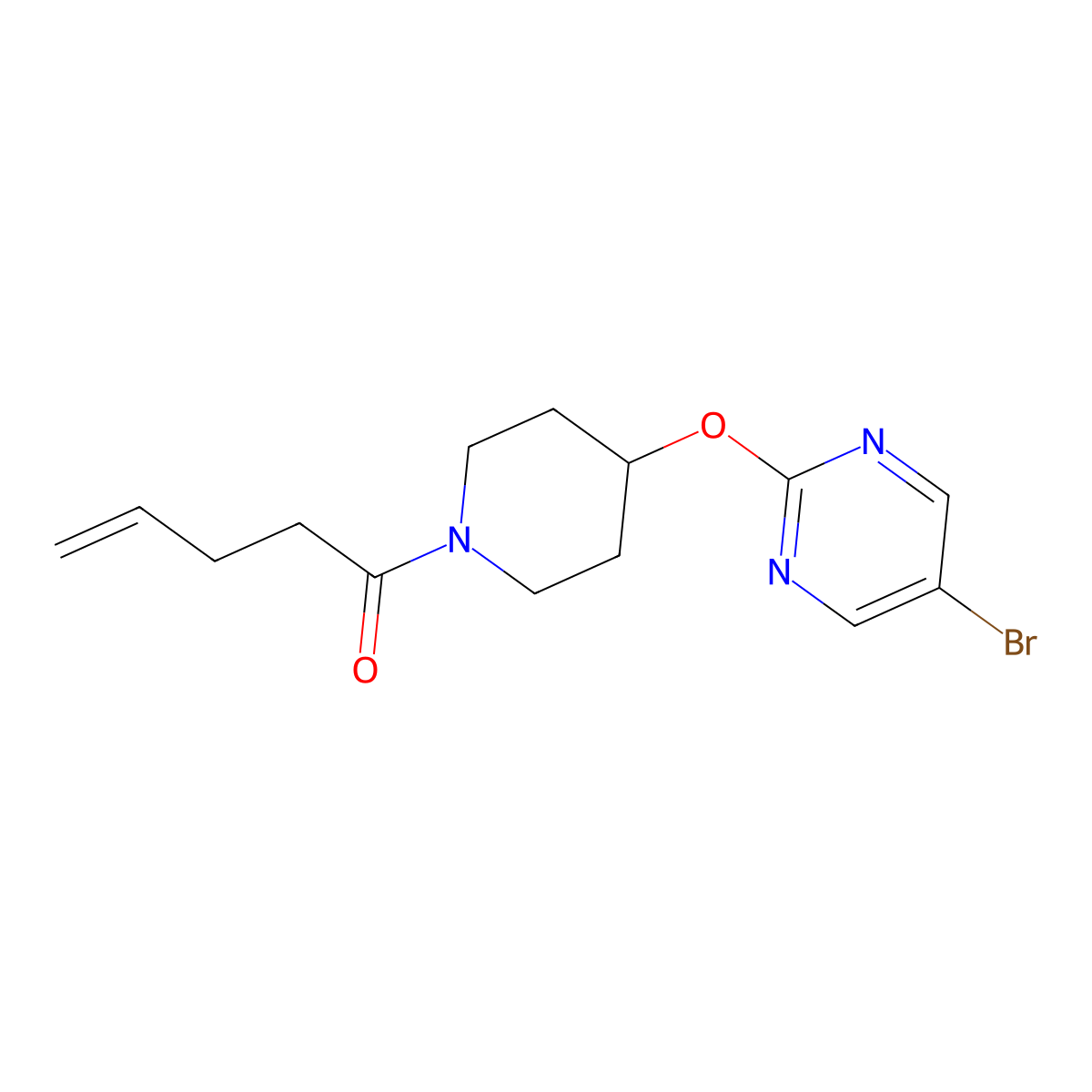 1-{4-[(5-Bromopyrimidin-2-yl)oxy]piperidin-1-yl}pent-4-en-1-one molecular structure, CAS 2380071-93-0
