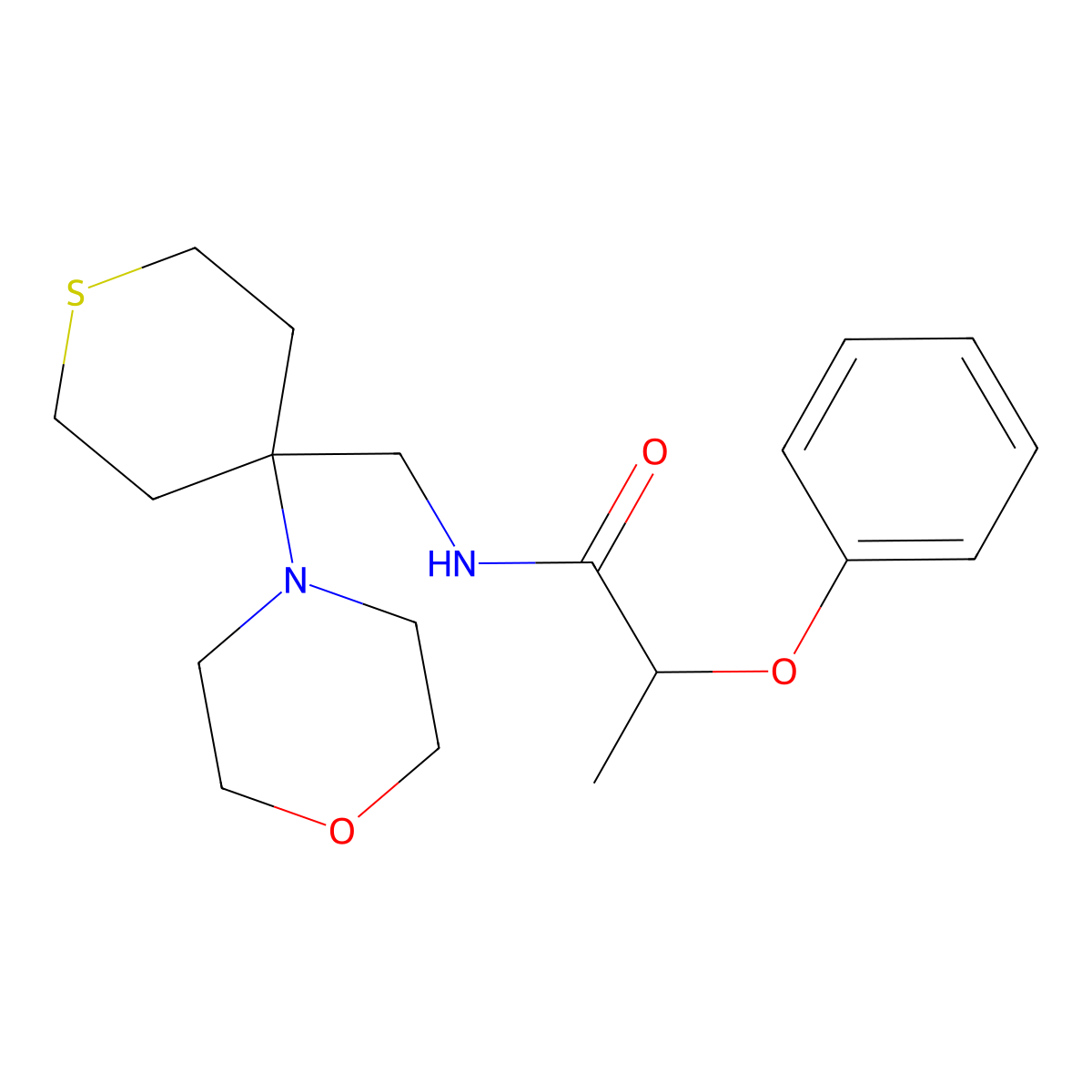 N-{[4-(morpholin-4-yl)thian-4-yl]methyl}-2-phenoxypropanamide molecular structure, CAS 2380072-00-2