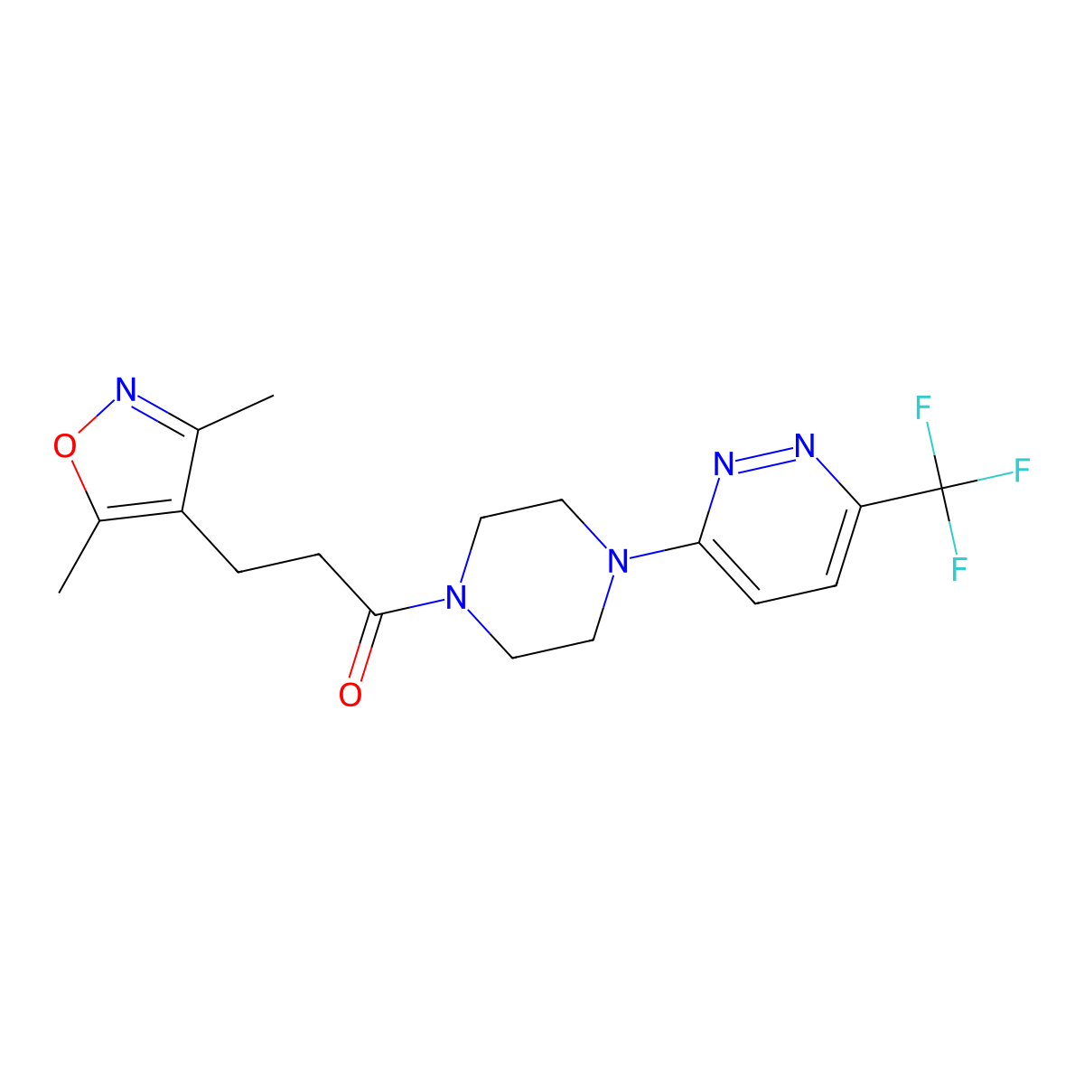 3-(3,5-Dimethyl-1,2-oxazol-4-yl)-1-{4-[6-(trifluoromethyl)pyridazin-3-yl]piperazin-1-yl}propan-1-one molecular structure, CAS 2380072-01-3