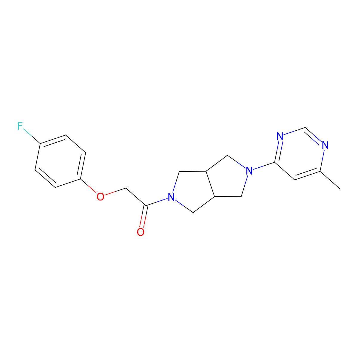 2-(4-Fluorophenoxy)-1-[5-(6-methylpyrimidin-4-yl)-octahydropyrrolo[3,4-c]pyrrol-2-yl]ethan-1-one molecular structure, CAS 2380072-05-7
