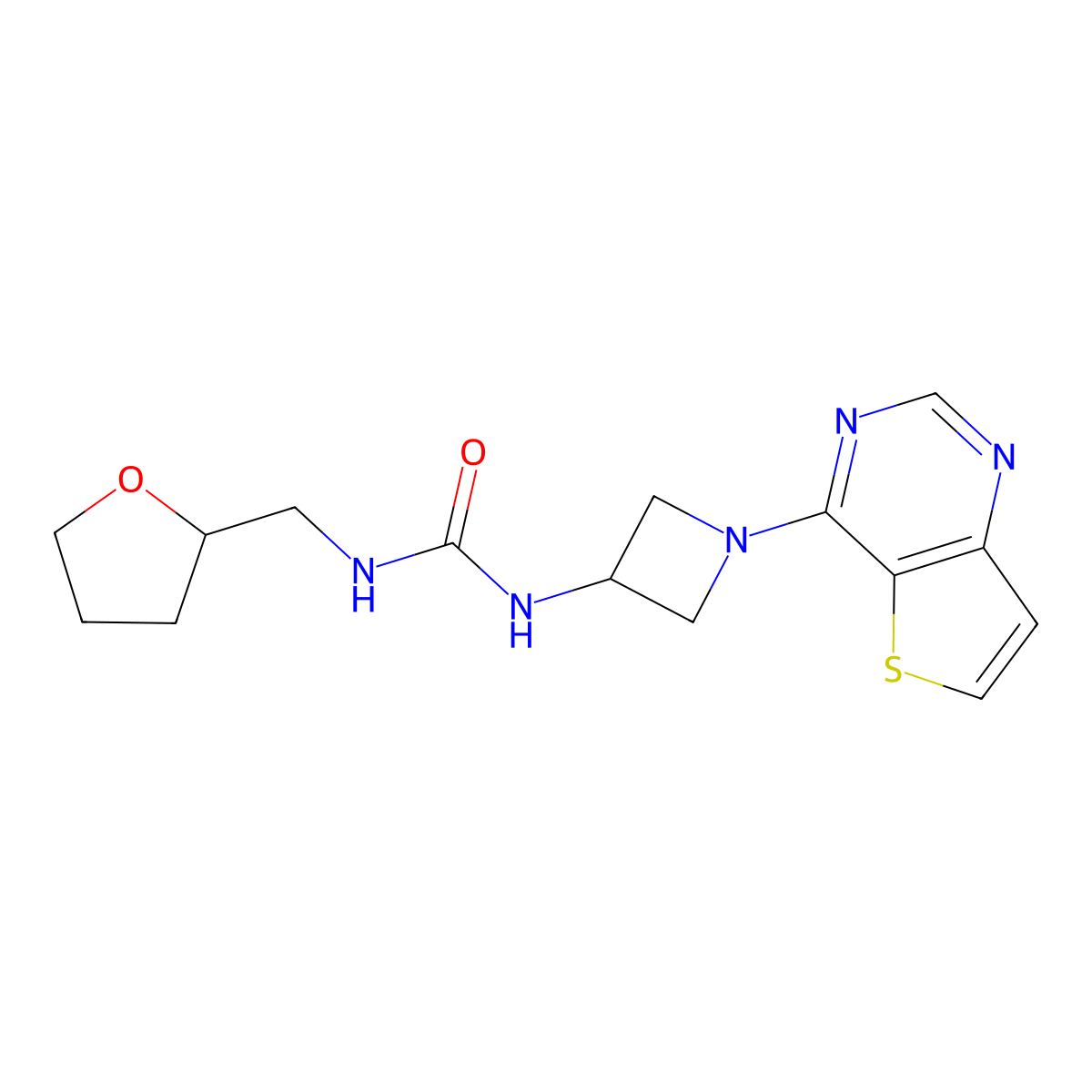 1-[(Oxolan-2-yl)methyl]-3-(1-{thieno[3,2-d]pyrimidin-4-yl}azetidin-3-yl)urea molecular structure, CAS 2380072-10-4