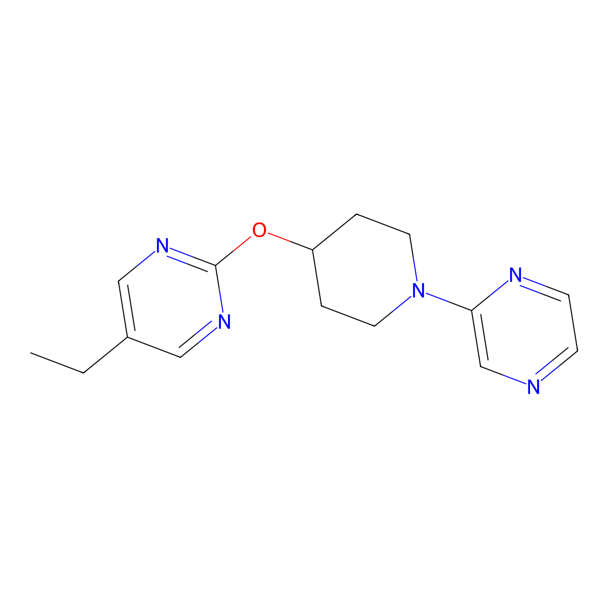 5-Ethyl-2-{[1-(pyrazin-2-yl)piperidin-4-yl]oxy}pyrimidine molecular structure, CAS 2380077-23-4