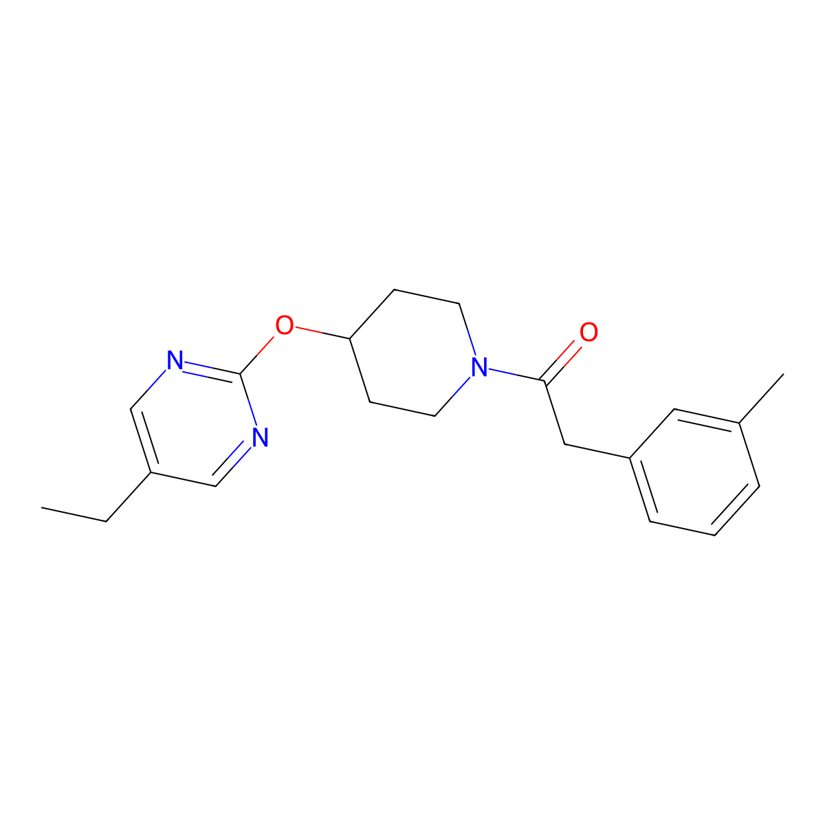 1-{4-[(5-Ethylpyrimidin-2-yl)oxy]piperidin-1-yl}-2-(3-methylphenyl)ethan-1-one molecular structure, CAS 2380077-27-8