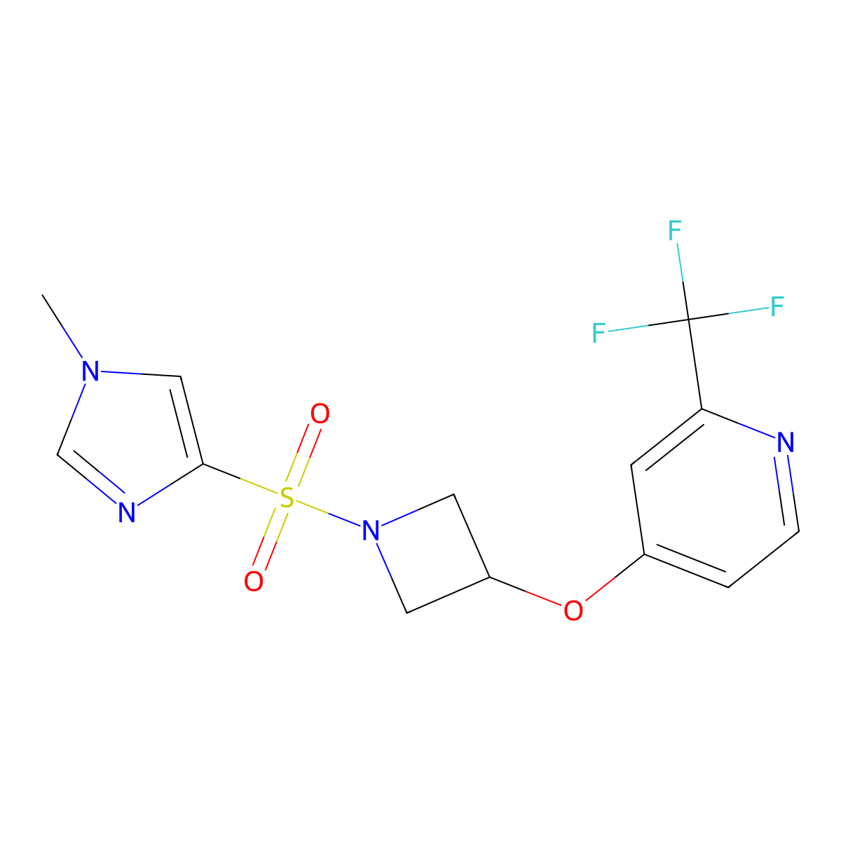4-({1-[(1-methyl-1H-imidazol-4-yl)sulfonyl]azetidin-3-yl}oxy)-2-(trifluoromethyl)pyridine molecular structure, CAS 2380077-29-0