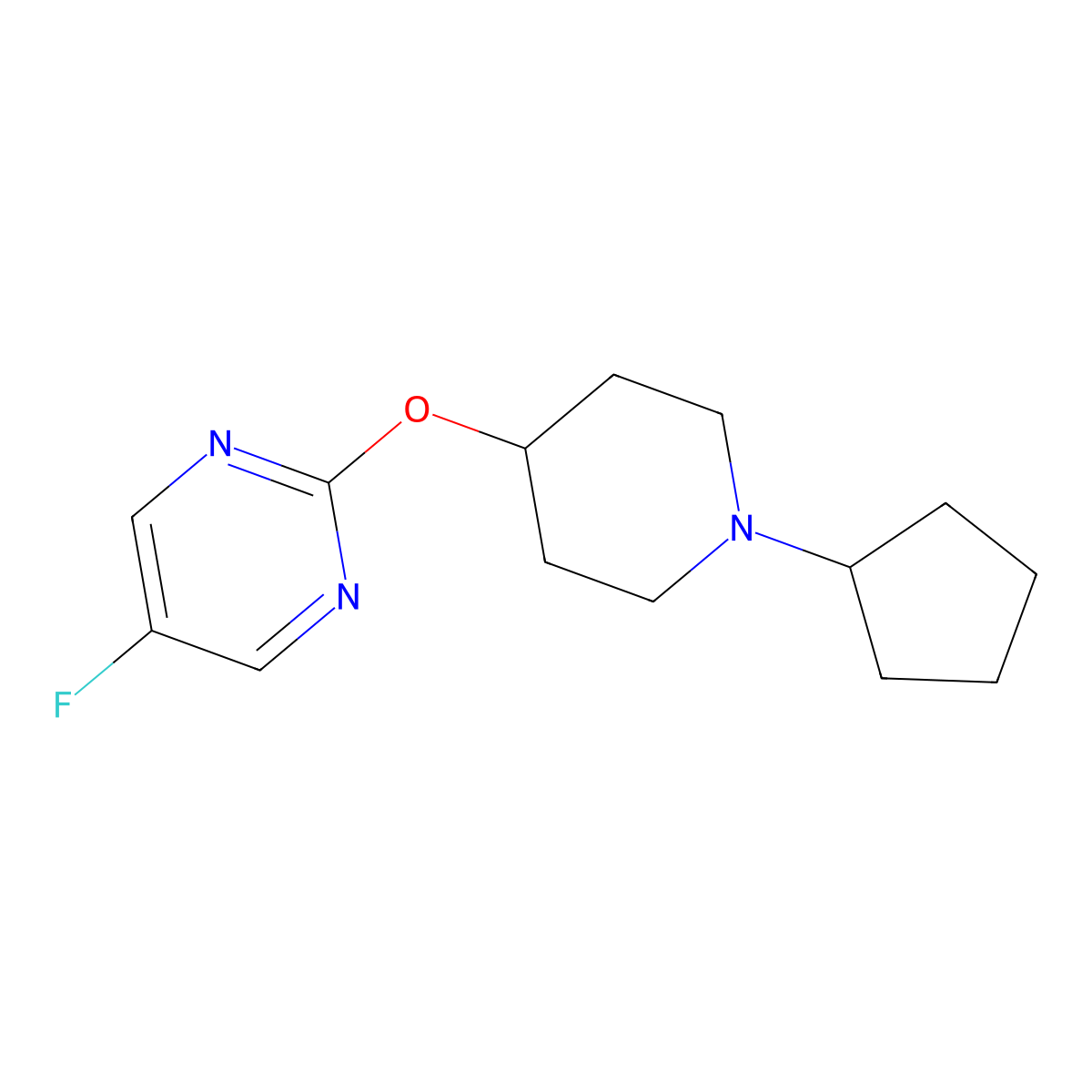 2-[(1-Cyclopentylpiperidin-4-yl)oxy]-5-fluoropyrimidine molecular structure, CAS 2380077-30-3