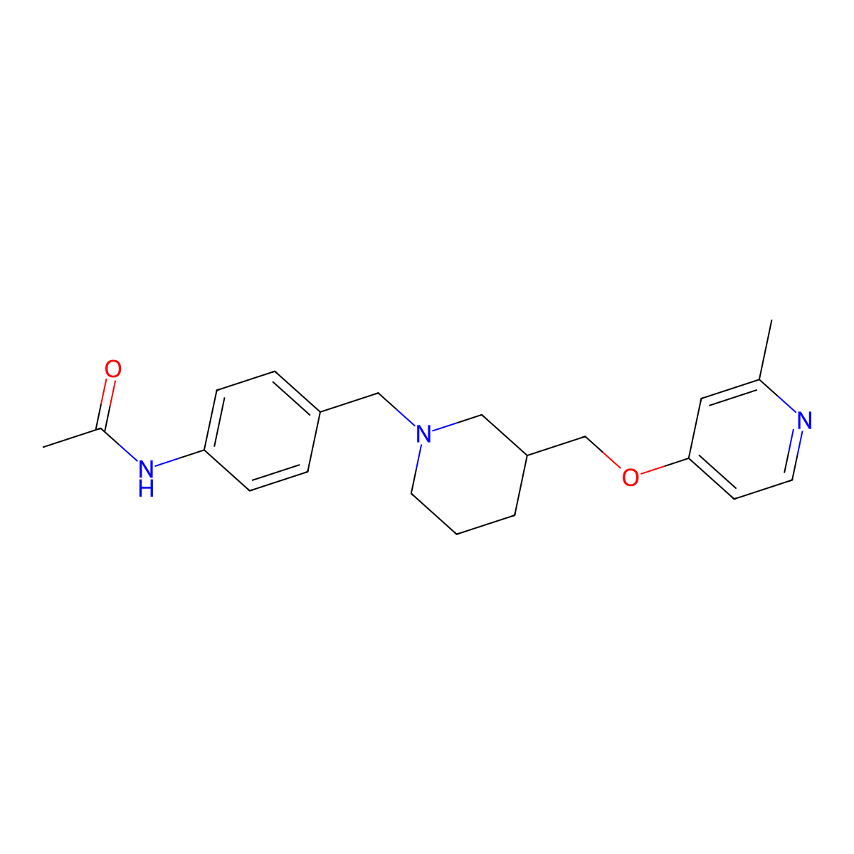 N-{4-[(3-{[(2-methylpyridin-4-yl)oxy]methyl}piperidin-1-yl)methyl]phenyl}acetamide molecular structure, CAS 2380077-33-6