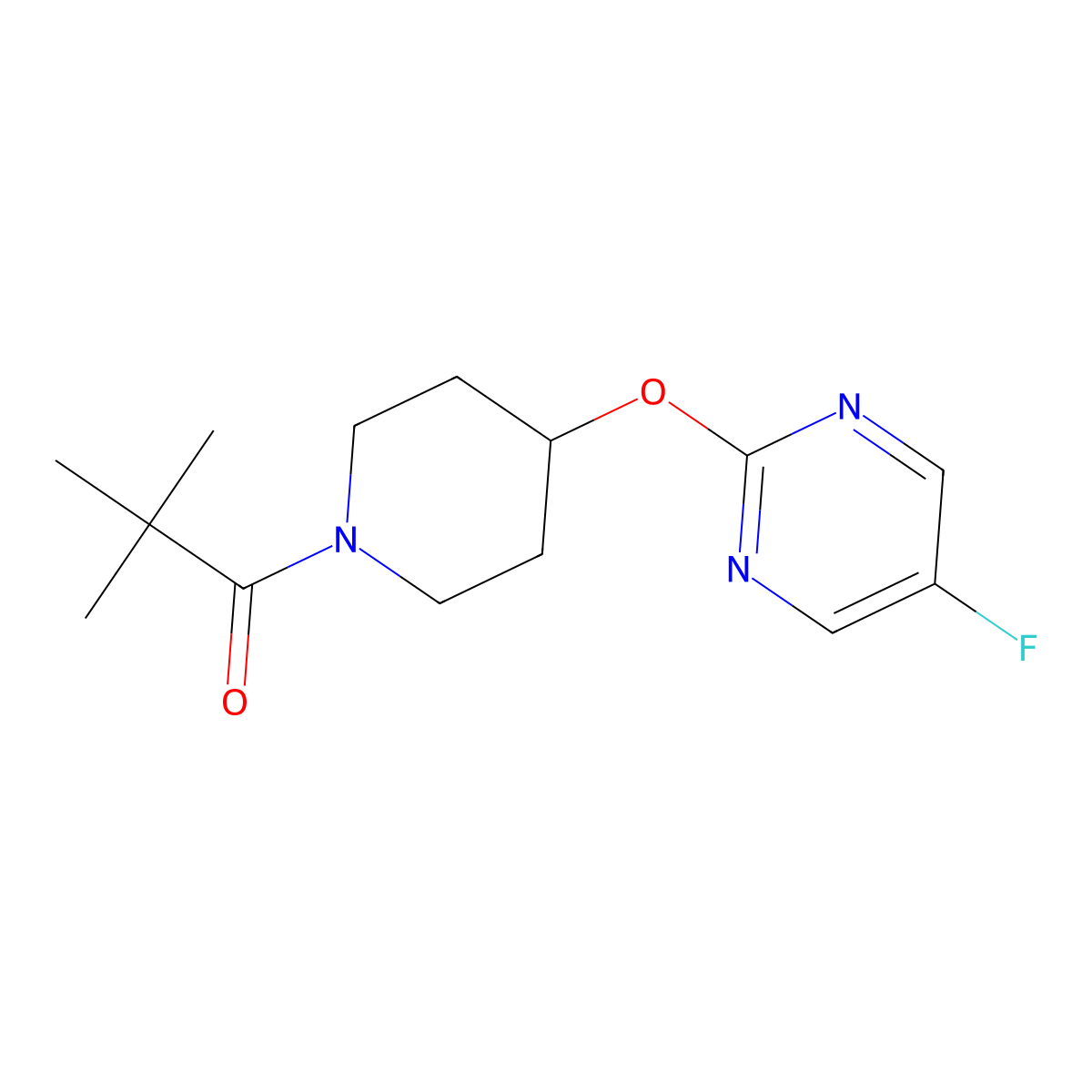 1-{4-[(5-Fluoropyrimidin-2-yl)oxy]piperidin-1-yl}-2,2-dimethylpropan-1-one molecular structure, CAS 2380077-35-8