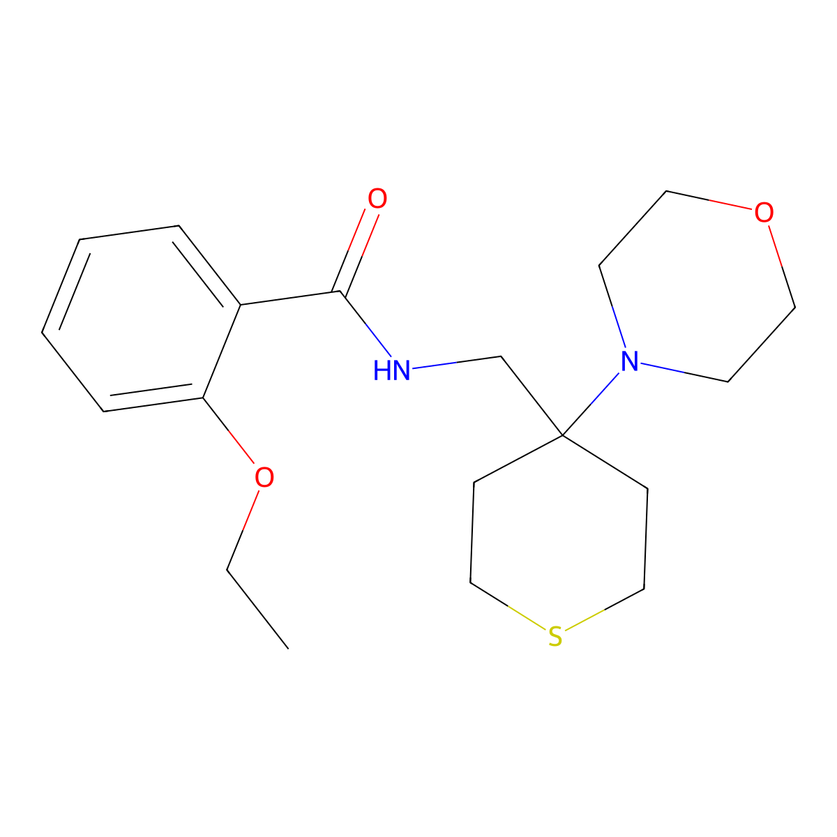 2-ethoxy-N-{[4-(morpholin-4-yl)thian-4-yl]methyl}benzamide molecular structure, CAS 2380077-38-1