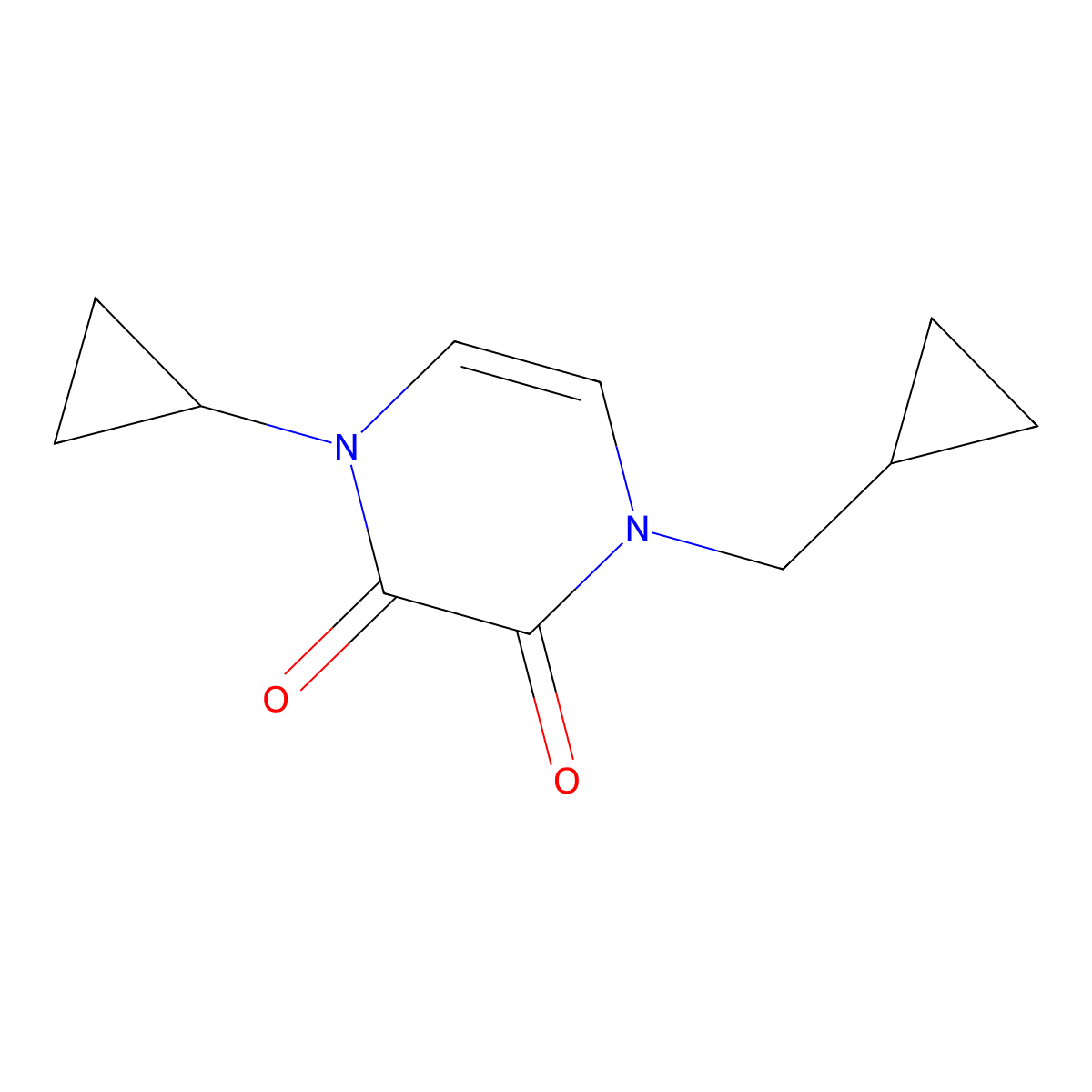 1-Cyclopropyl-4-(cyclopropylmethyl)-1,2,3,4-tetrahydropyrazine-2,3-dione molecular structure, CAS 2380077-43-8