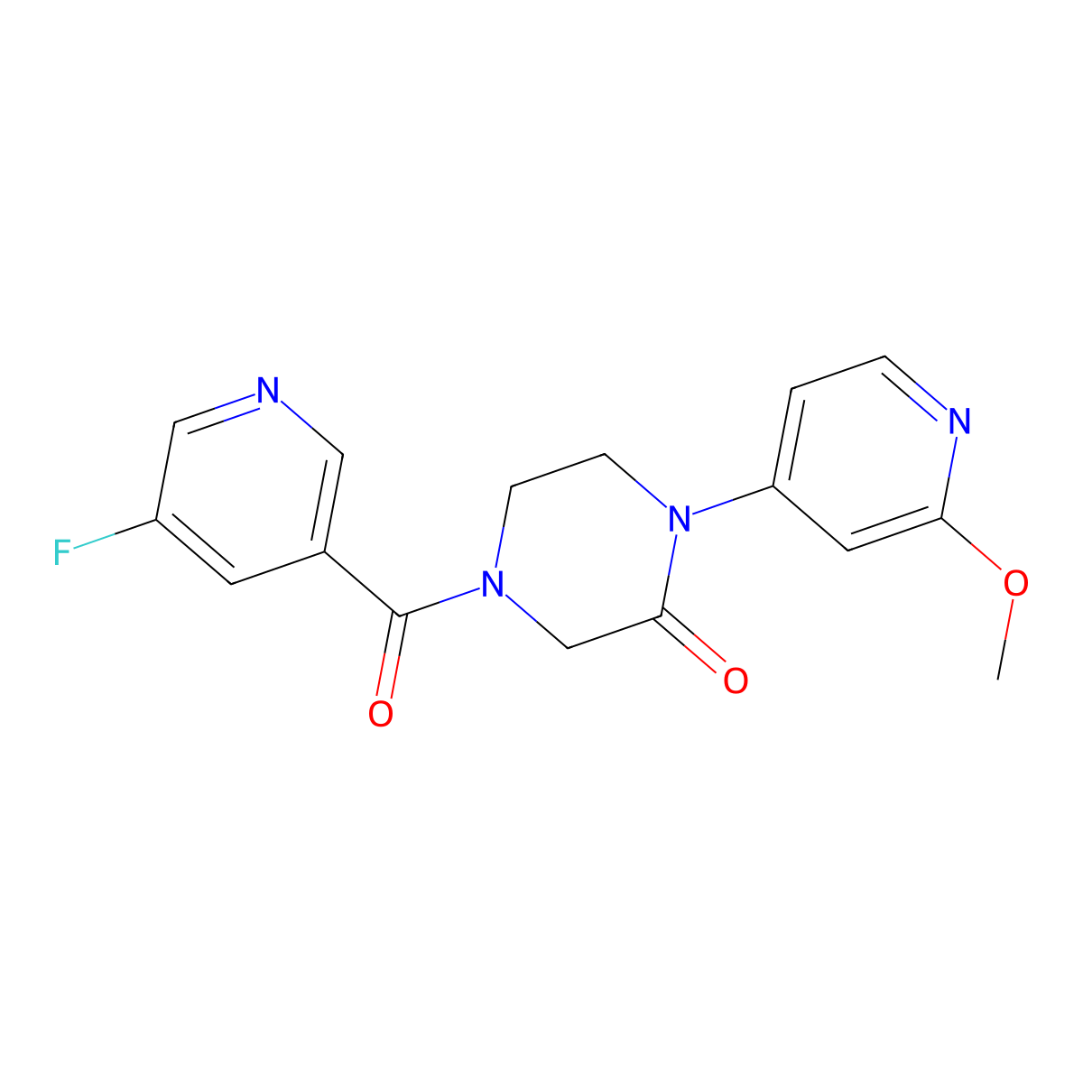 4-(5-Fluoropyridine-3-carbonyl)-1-(2-methoxypyridin-4-yl)piperazin-2-one molecular structure, CAS 2380077-45-0