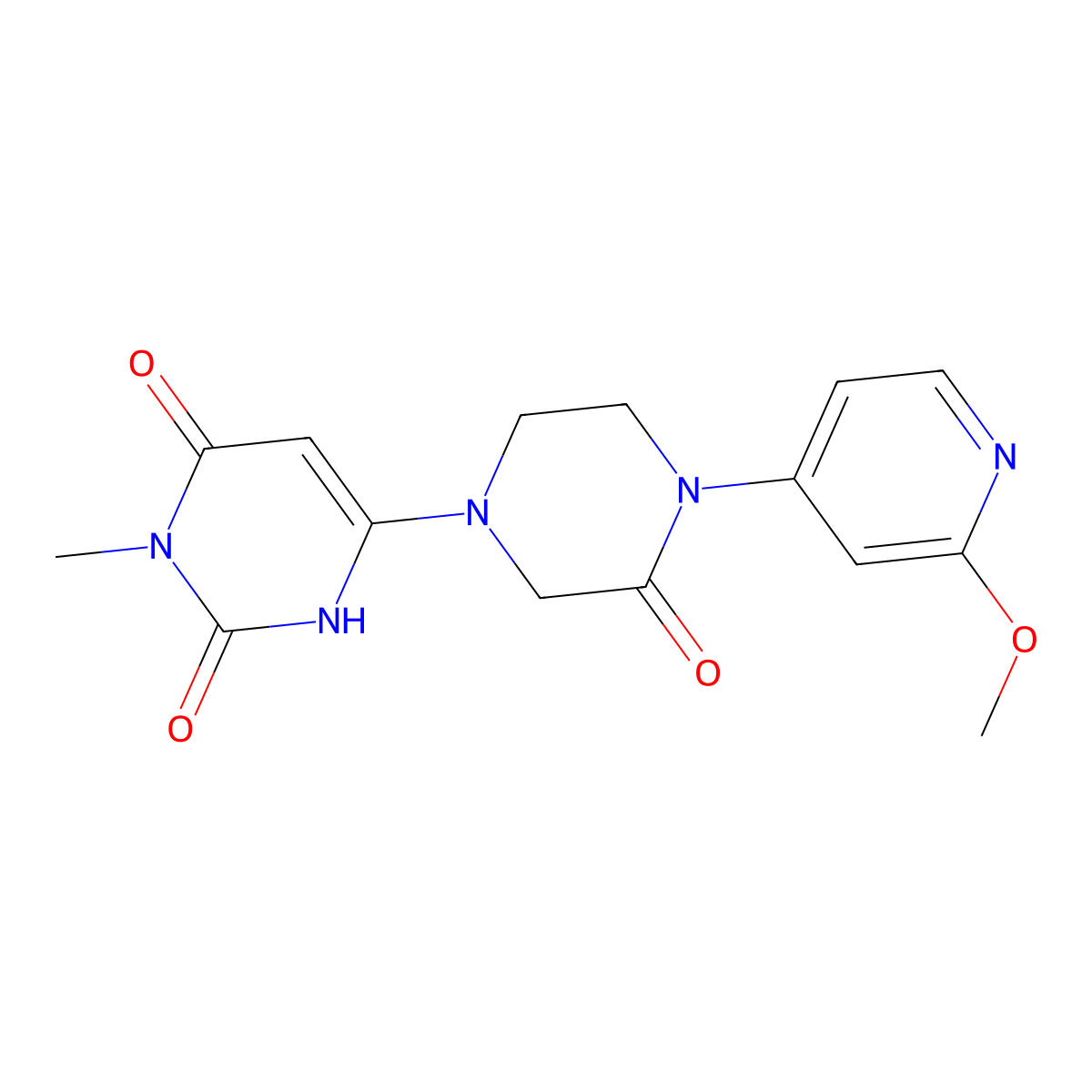 6-[4-(2-Methoxypyridin-4-yl)-3-oxopiperazin-1-yl]-3-methyl-1,2,3,4-tetrahydropyrimidine-2,4-dione molecular structure, CAS 2380077-47-2