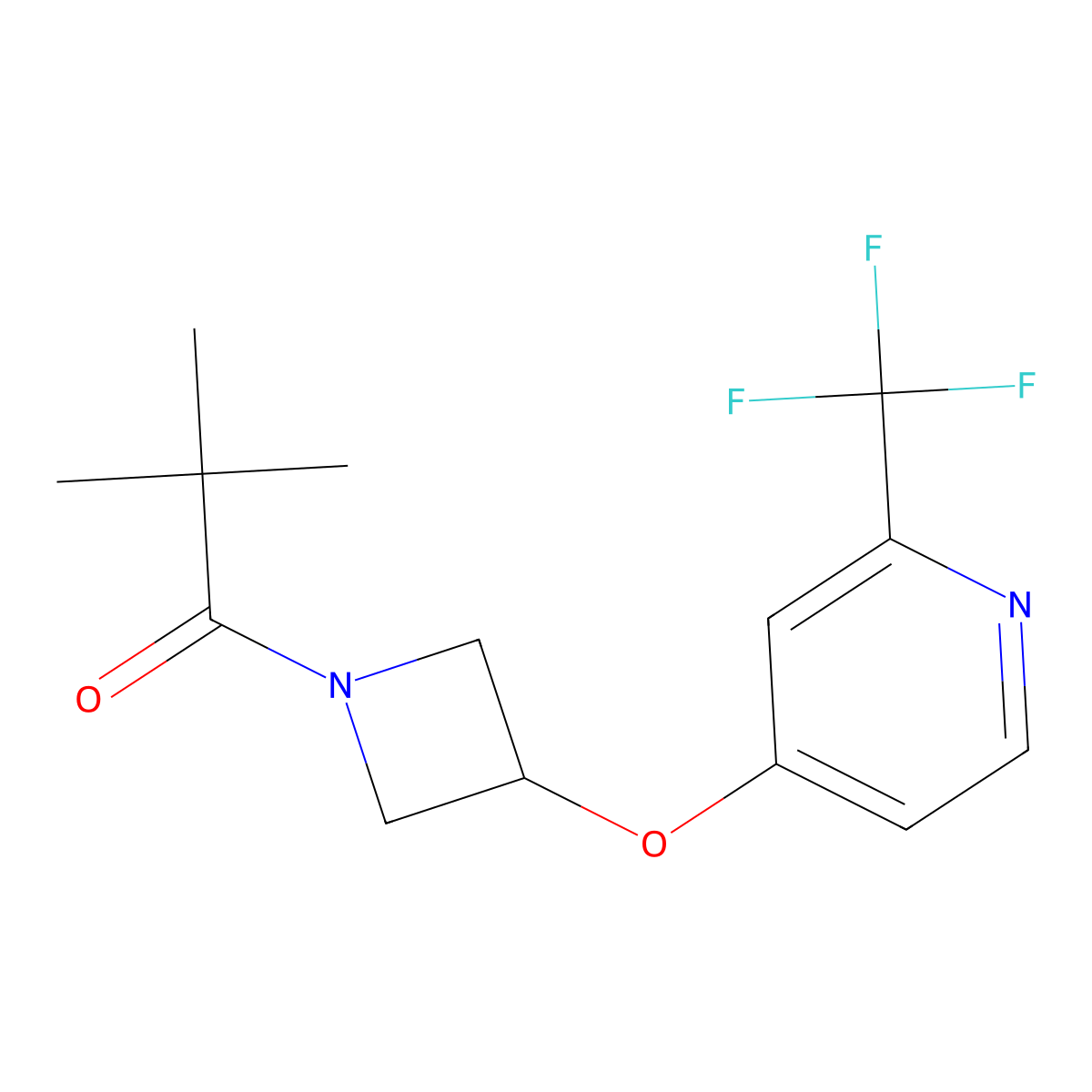 2,2-Dimethyl-1-(3-{[2-(trifluoromethyl)pyridin-4-yl]oxy}azetidin-1-yl)propan-1-one molecular structure, CAS 2380077-48-3