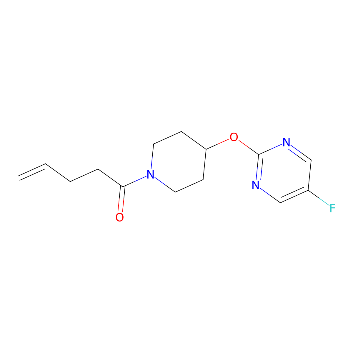 1-{4-[(5-Fluoropyrimidin-2-yl)oxy]piperidin-1-yl}pent-4-en-1-one molecular structure, CAS 2380077-50-7