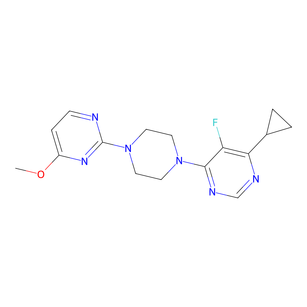 4-Cyclopropyl-5-fluoro-6-[4-(4-methoxypyrimidin-2-yl)piperazin-1-yl]pyrimidine molecular structure, CAS 2380077-51-8
