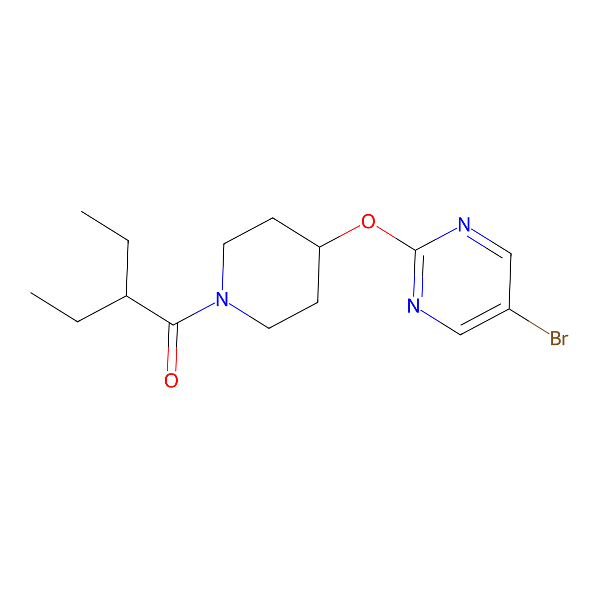 1-{4-[(5-Bromopyrimidin-2-yl)oxy]piperidin-1-yl}-2-ethylbutan-1-one molecular structure, CAS 2380077-53-0