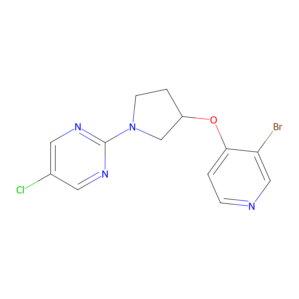 2-{3-[(3-Bromopyridin-4-yl)oxy]pyrrolidin-1-yl}-5-chloropyrimidine molecular structure, CAS 2380077-54-1