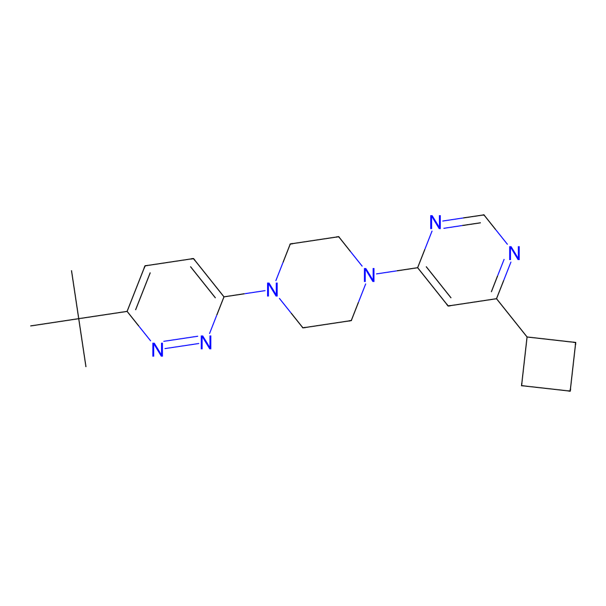 4-[4-(6-Tert-butylpyridazin-3-yl)piperazin-1-yl]-6-cyclobutylpyrimidine molecular structure, CAS 2380077-58-5