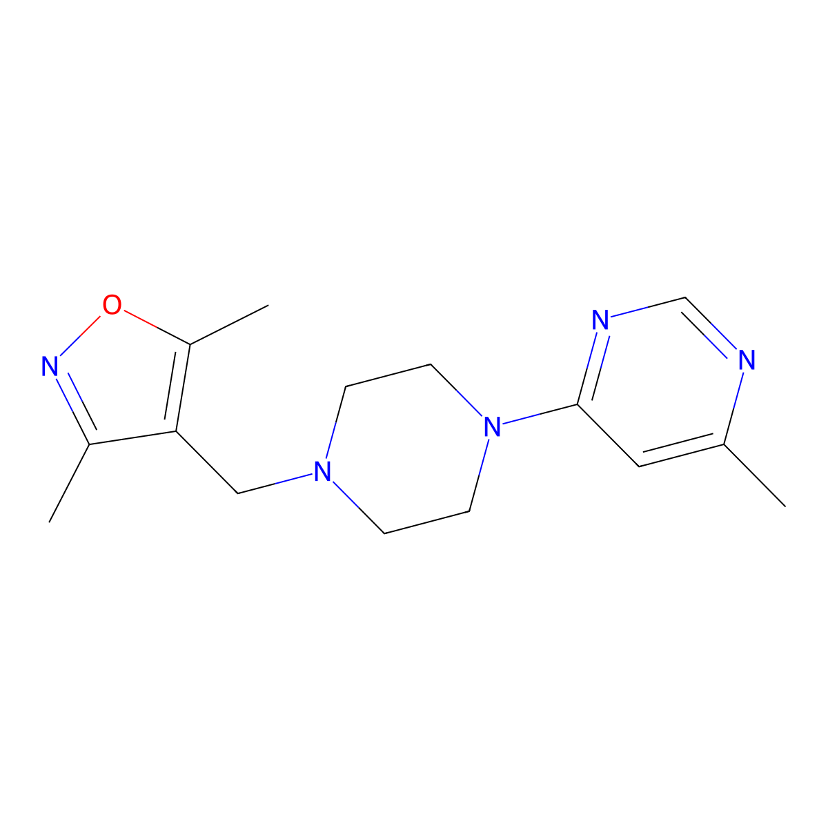 4-{4-[(3,5-Dimethyl-1,2-oxazol-4-yl)methyl]piperazin-1-yl}-6-methylpyrimidine molecular structure, CAS 2380077-62-1