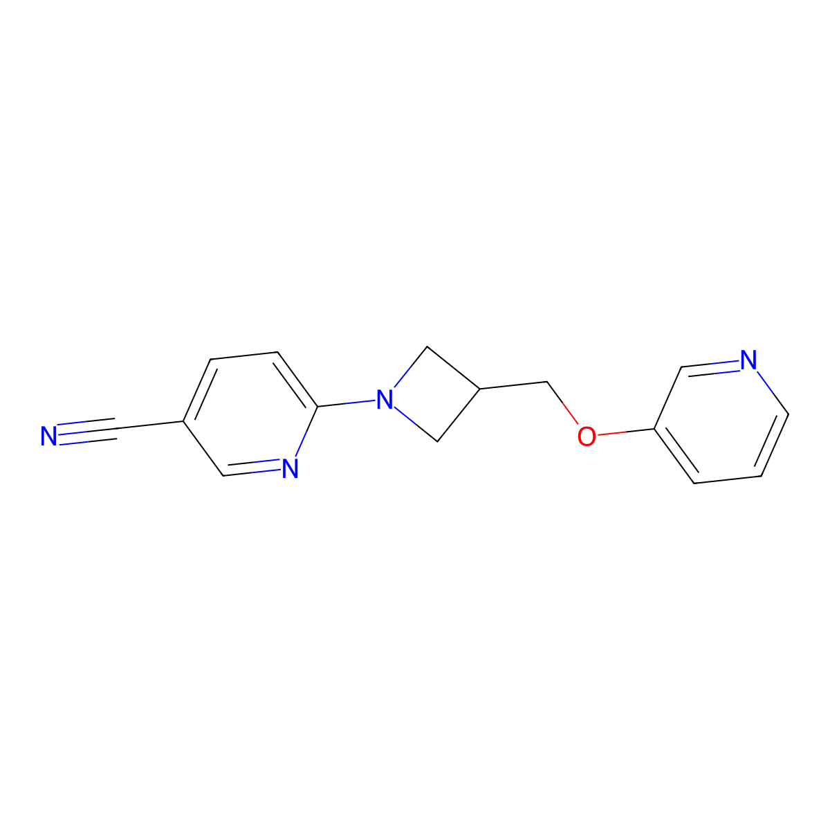 6-{3-[(Pyridin-3-yloxy)methyl]azetidin-1-yl}pyridine-3-carbonitrile molecular structure, CAS 2380077-65-4
