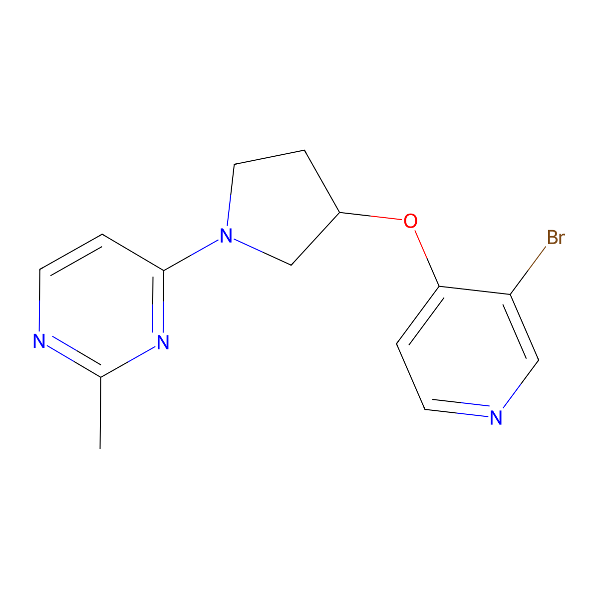 4-{3-[(3-Bromopyridin-4-yl)oxy]pyrrolidin-1-yl}-2-methylpyrimidine molecular structure, CAS 2380077-71-2