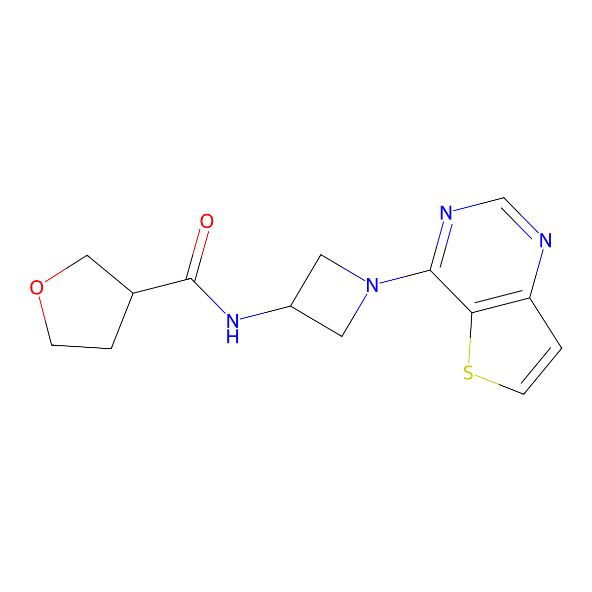 N-(1-{thieno[3,2-d]pyrimidin-4-yl}azetidin-3-yl)oxolane-3-carboxamide molecular structure, CAS 2380077-72-3