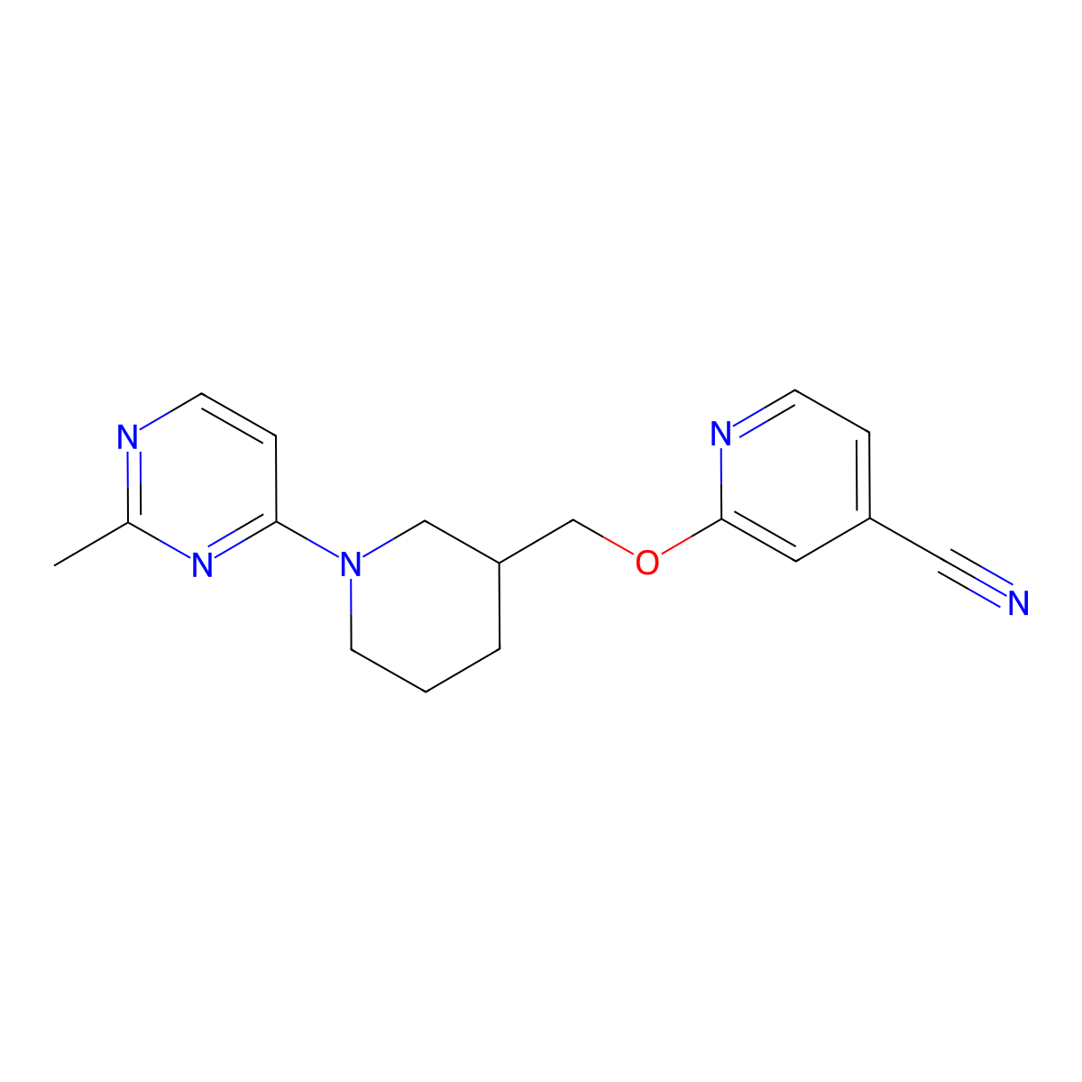 2-{[1-(2-Methylpyrimidin-4-yl)piperidin-3-yl]methoxy}pyridine-4-carbonitrile molecular structure, CAS 2380077-75-6
