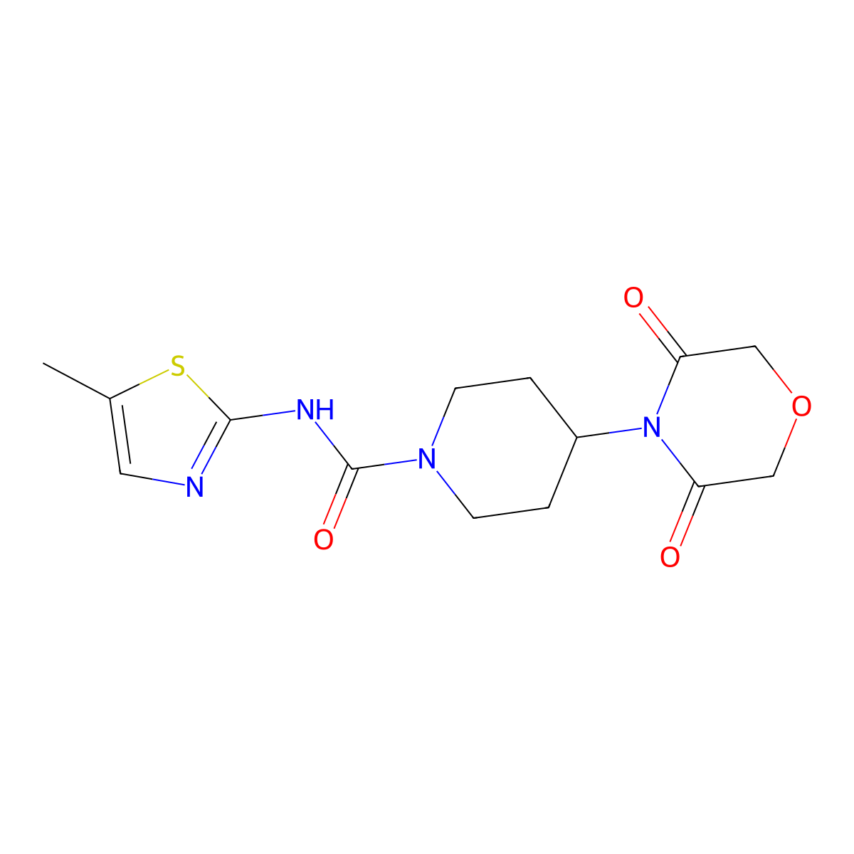 4-(3,5-Dioxomorpholin-4-yl)-N-(5-methyl-1,3-thiazol-2-yl)piperidine-1-carboxamide molecular structure, CAS 2380077-77-8