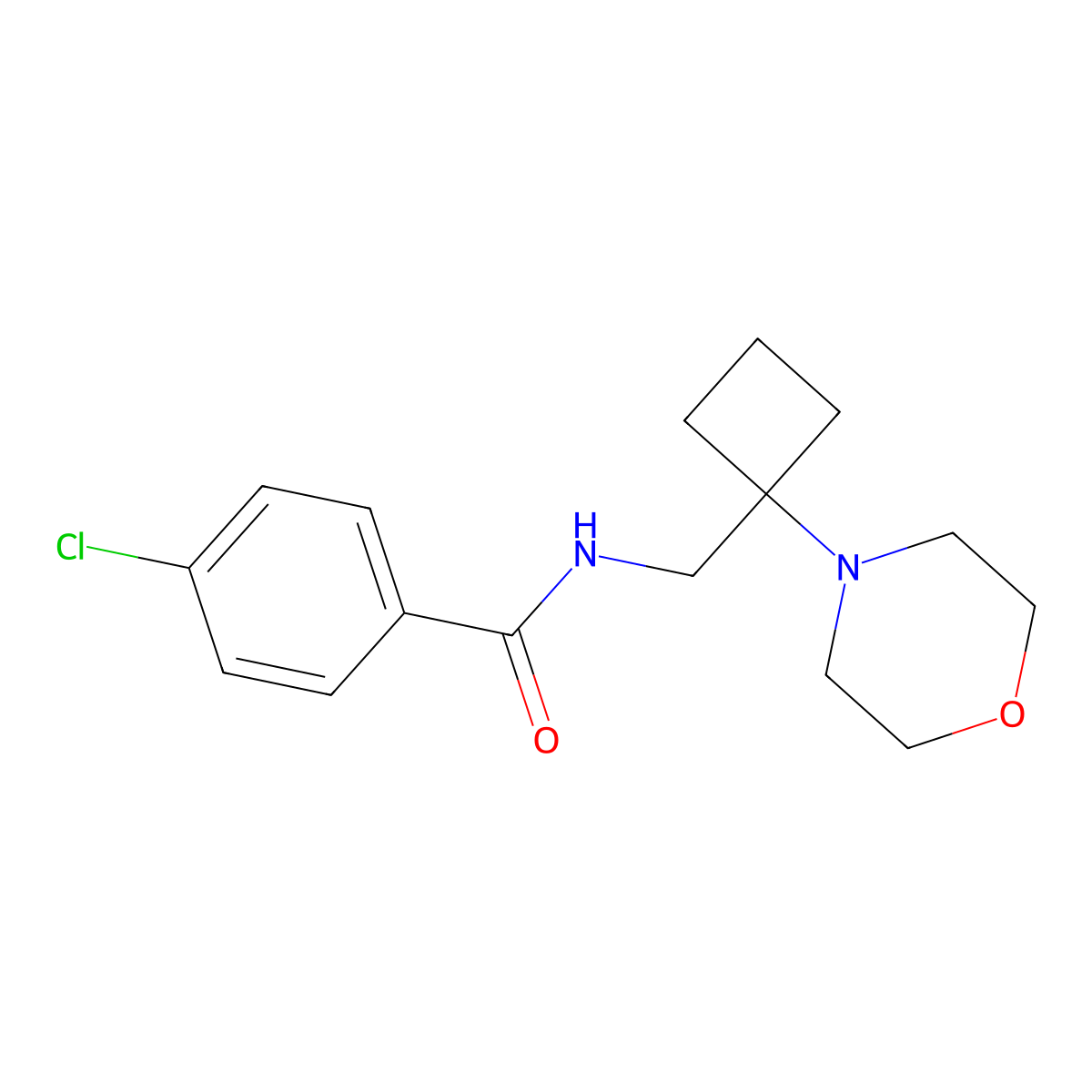 4-chloro-N-{[1-(morpholin-4-yl)cyclobutyl]methyl}benzamide molecular structure, CAS 2380077-80-3