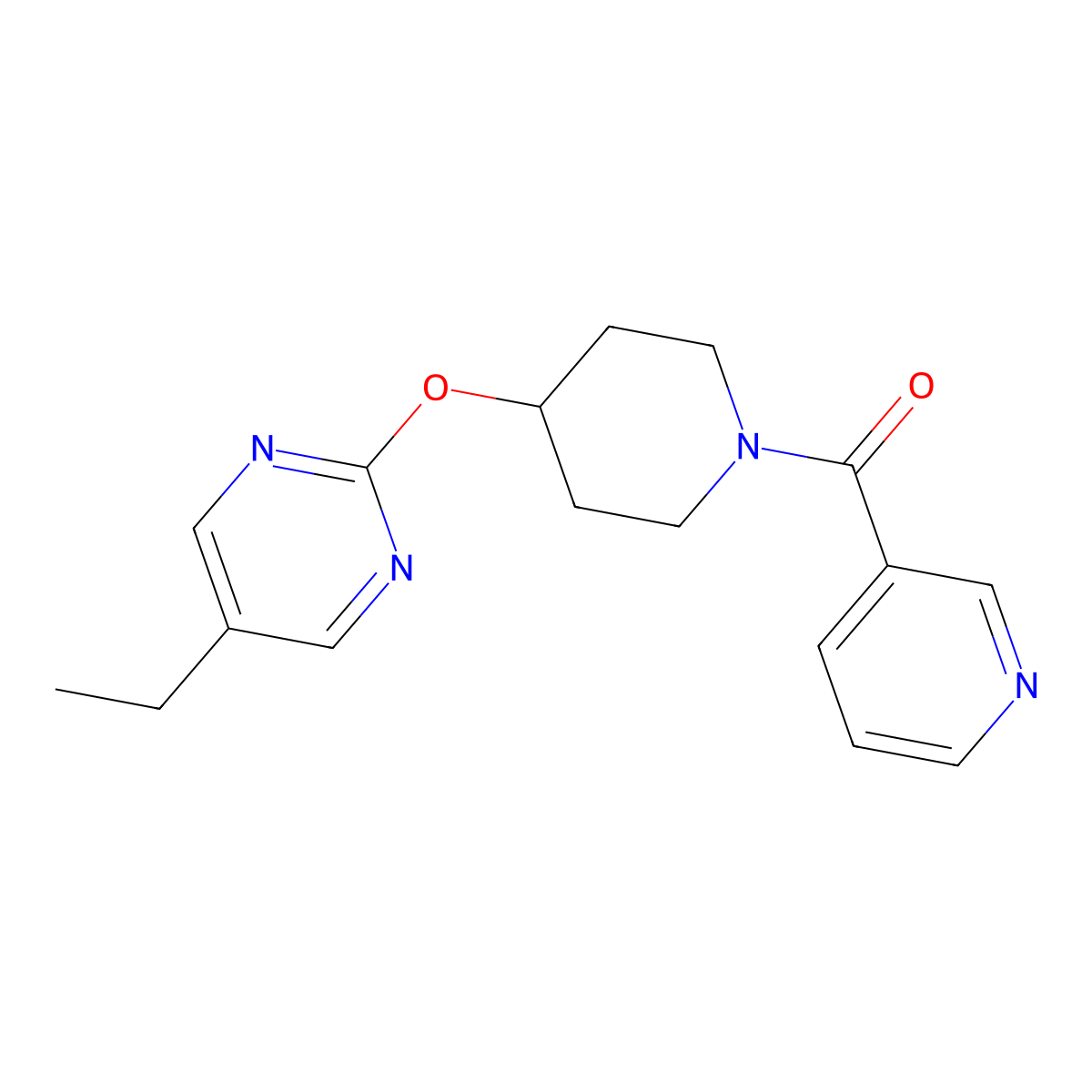 5-Ethyl-2-{[1-(pyridine-3-carbonyl)piperidin-4-yl]oxy}pyrimidine molecular structure, CAS 2380077-82-5