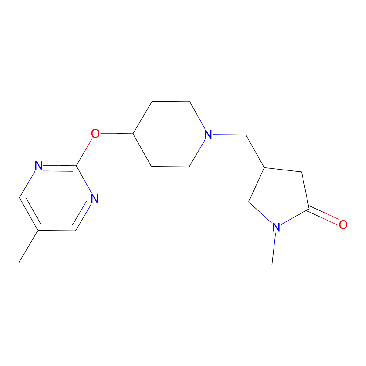 1-Methyl-4-({4-[(5-methylpyrimidin-2-yl)oxy]piperidin-1-yl}methyl)pyrrolidin-2-one molecular structure, CAS 2380077-86-9