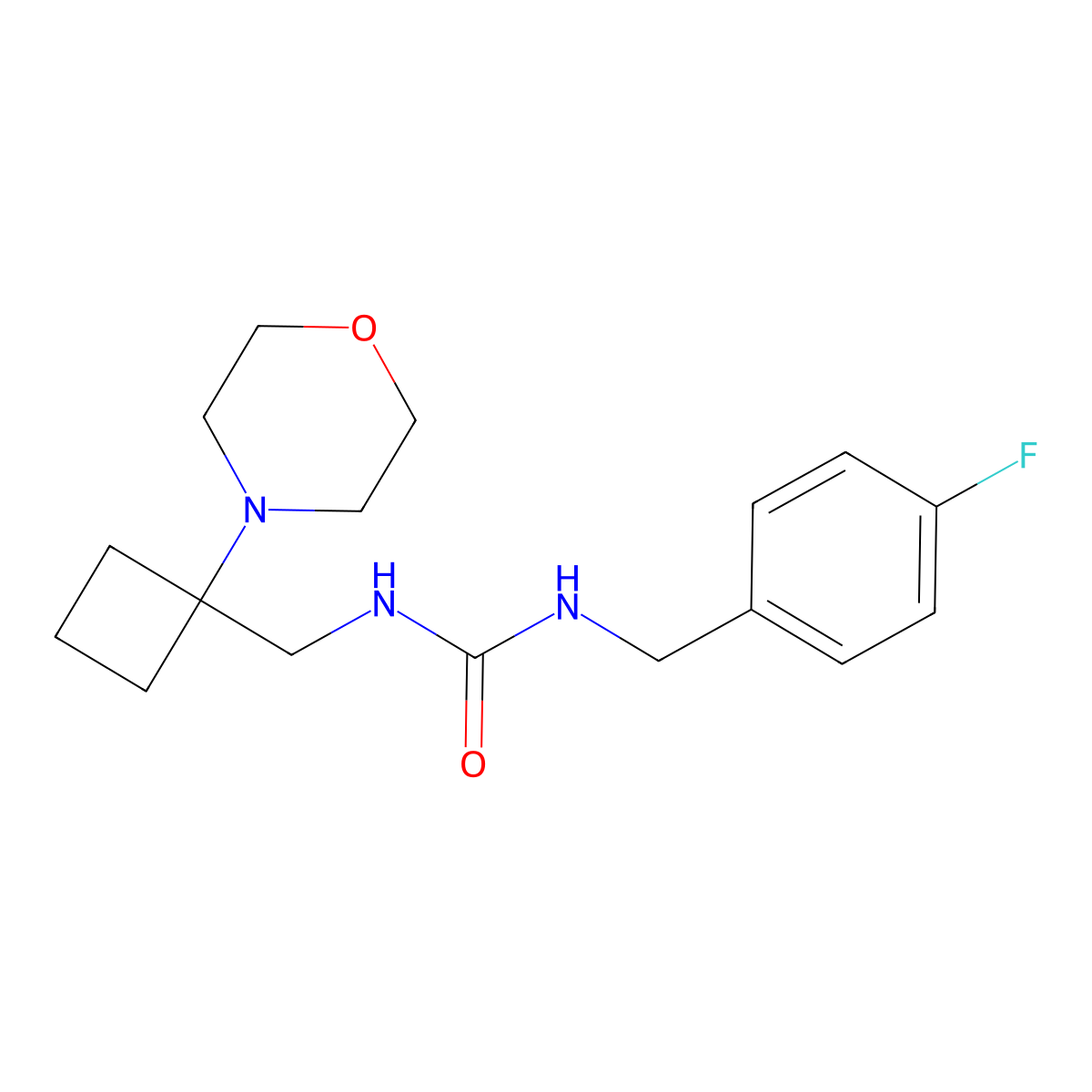 1-[(4-Fluorophenyl)methyl]-3-{[1-(morpholin-4-yl)cyclobutyl]methyl}urea molecular structure, CAS 2380077-87-0