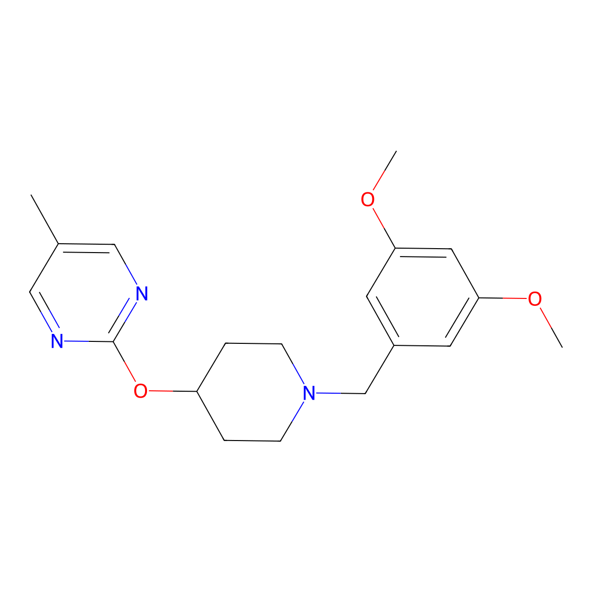 2-({1-[(3,5-Dimethoxyphenyl)methyl]piperidin-4-yl}oxy)-5-methylpyrimidine molecular structure, CAS 2380077-94-9