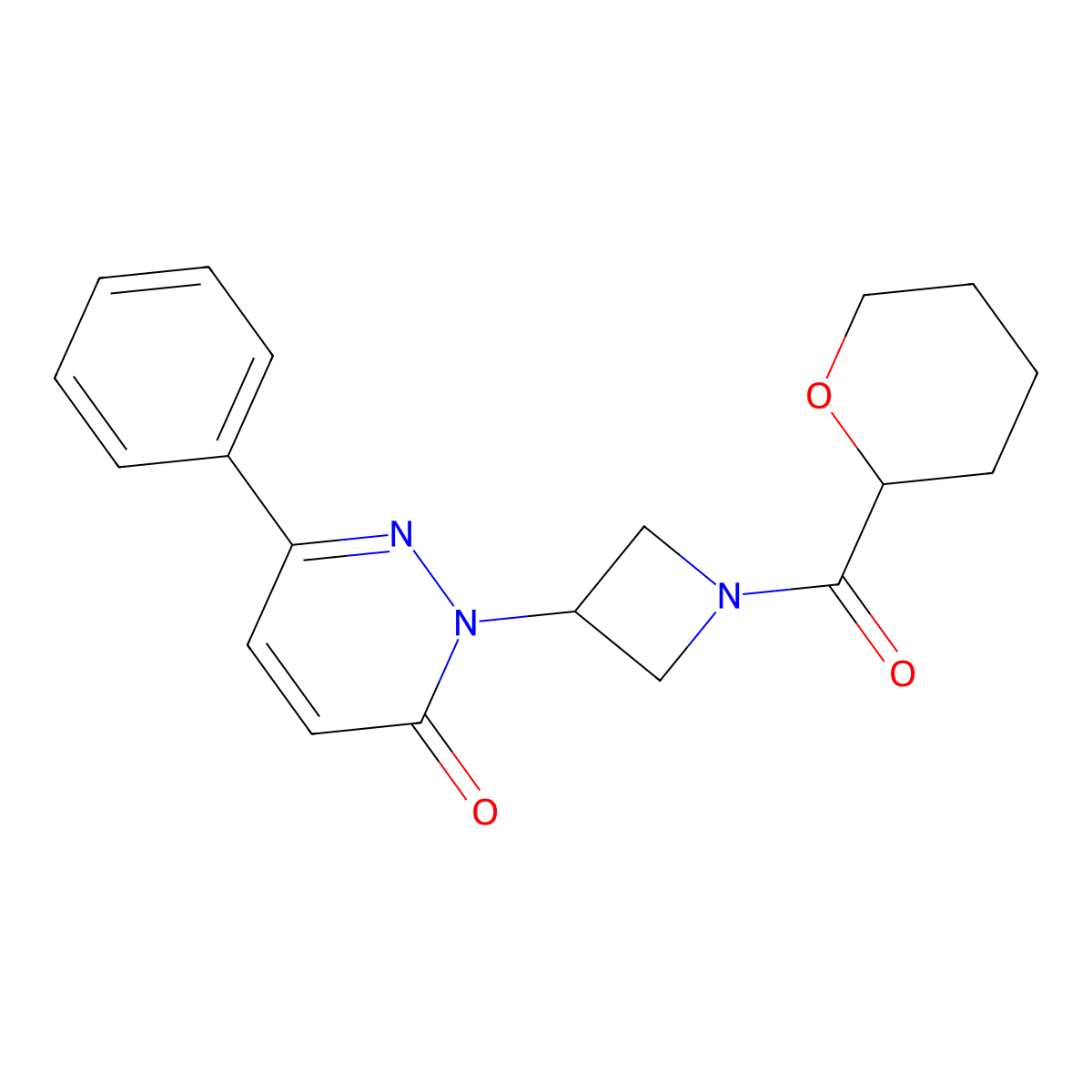 2-[1-(Oxane-2-carbonyl)azetidin-3-yl]-6-phenyl-2,3-dihydropyridazin-3-one molecular structure, CAS 2380077-95-0