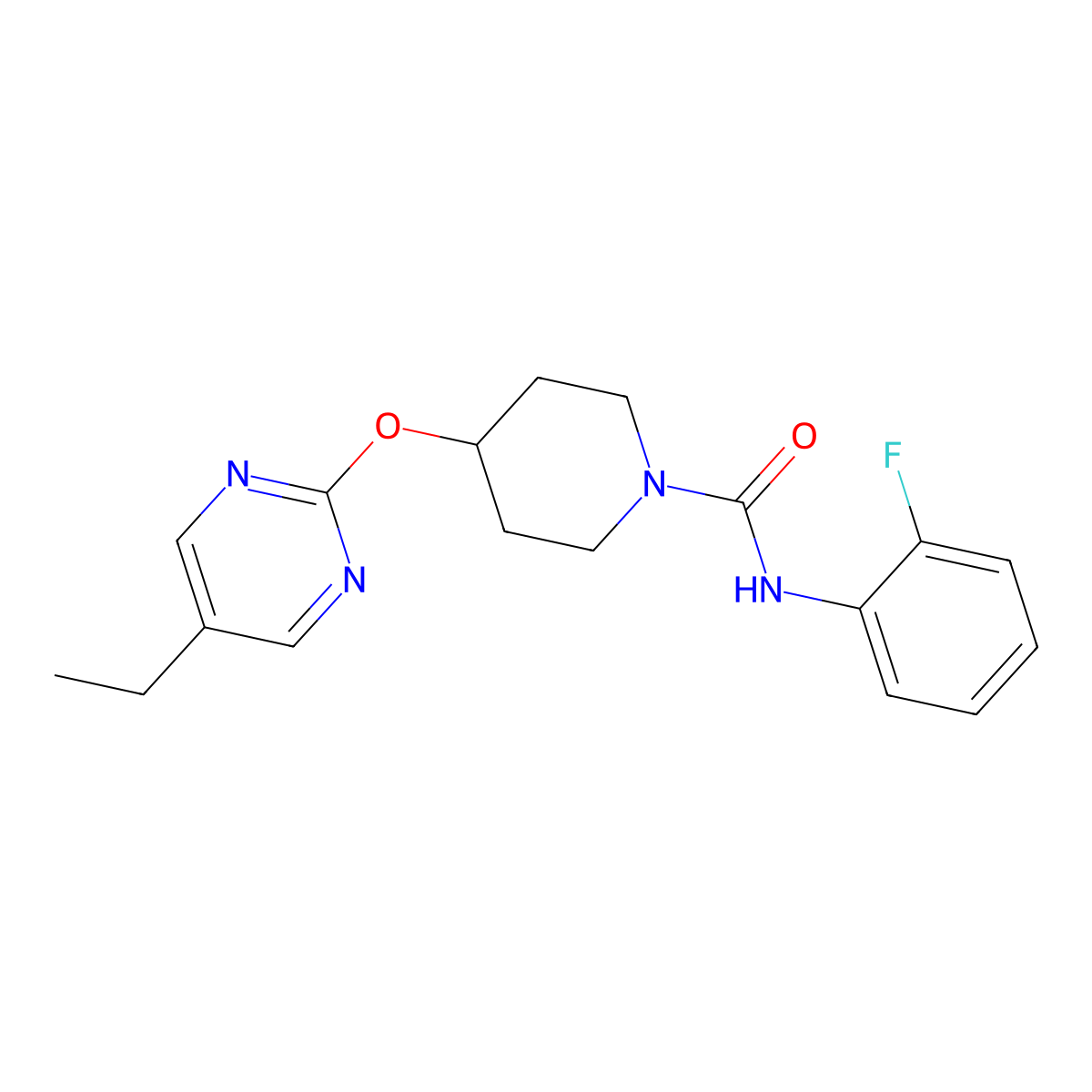 4-[(5-ethylpyrimidin-2-yl)oxy]-N-(2-fluorophenyl)piperidine-1-carboxamide molecular structure, CAS 2380077-96-1