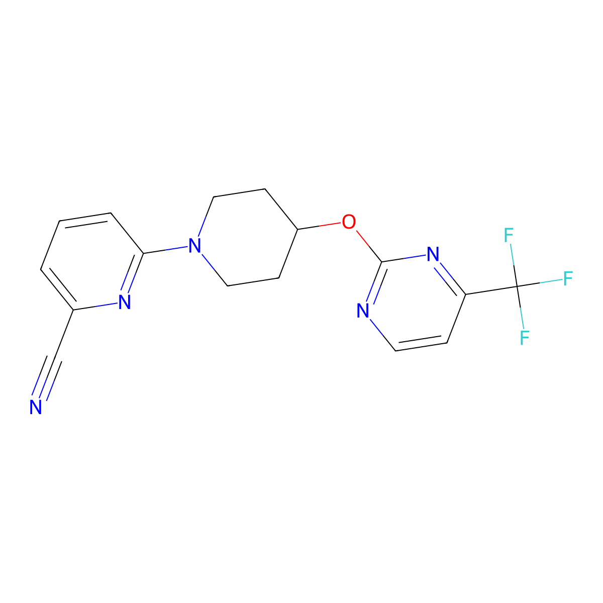 6-(4-{[4-(Trifluoromethyl)pyrimidin-2-yl]oxy}piperidin-1-yl)pyridine-2-carbonitrile molecular structure, CAS 2380077-97-2