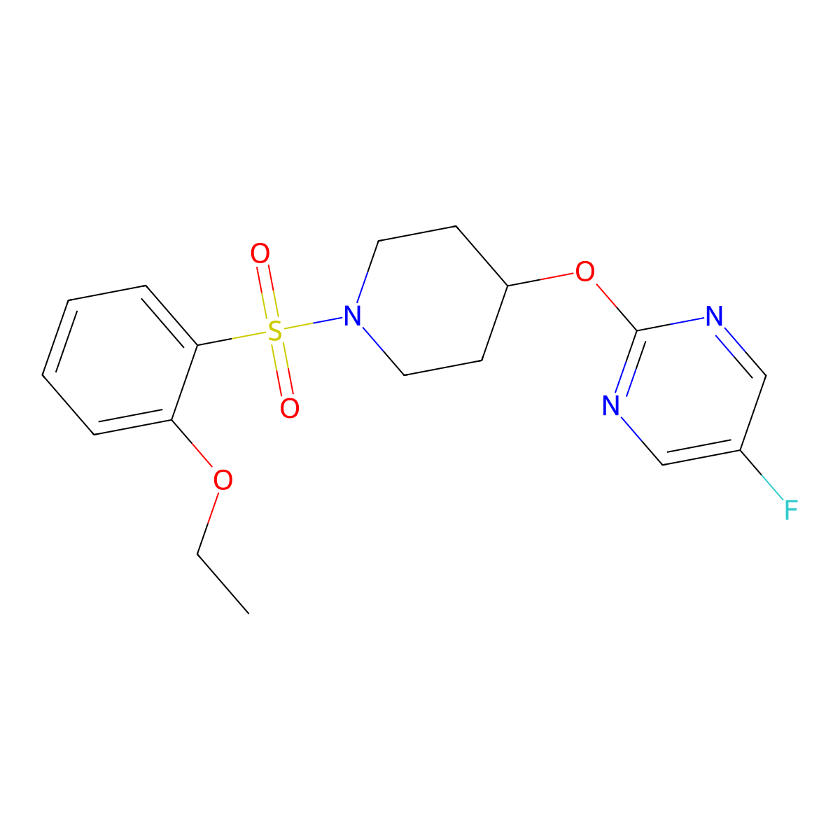 2-{[1-(2-Ethoxybenzenesulfonyl)piperidin-4-yl]oxy}-5-fluoropyrimidine molecular structure, CAS 2380078-01-1