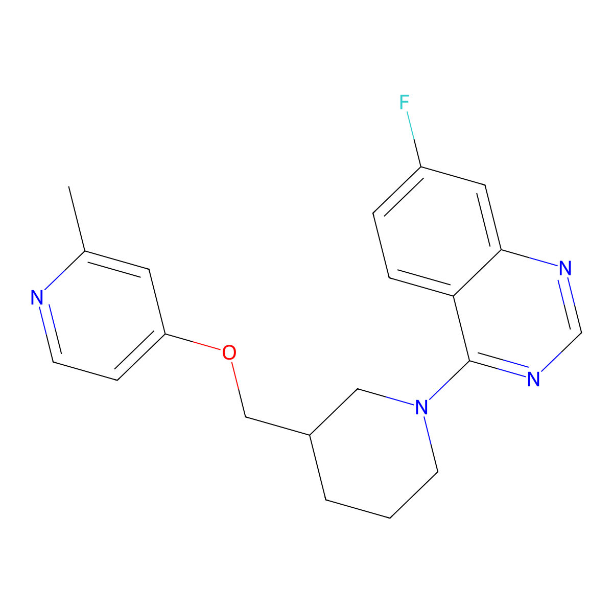 7-Fluoro-4-(3-{[(2-methylpyridin-4-yl)oxy]methyl}piperidin-1-yl)quinazoline molecular structure, CAS 2380078-03-3