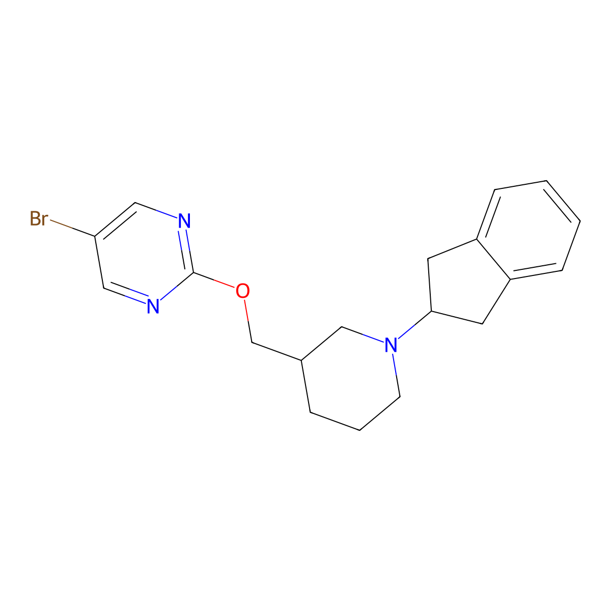 5-bromo-2-{[1-(2,3-dihydro-1H-inden-2-yl)piperidin-3-yl]methoxy}pyrimidine molecular structure, CAS 2380078-06-6
