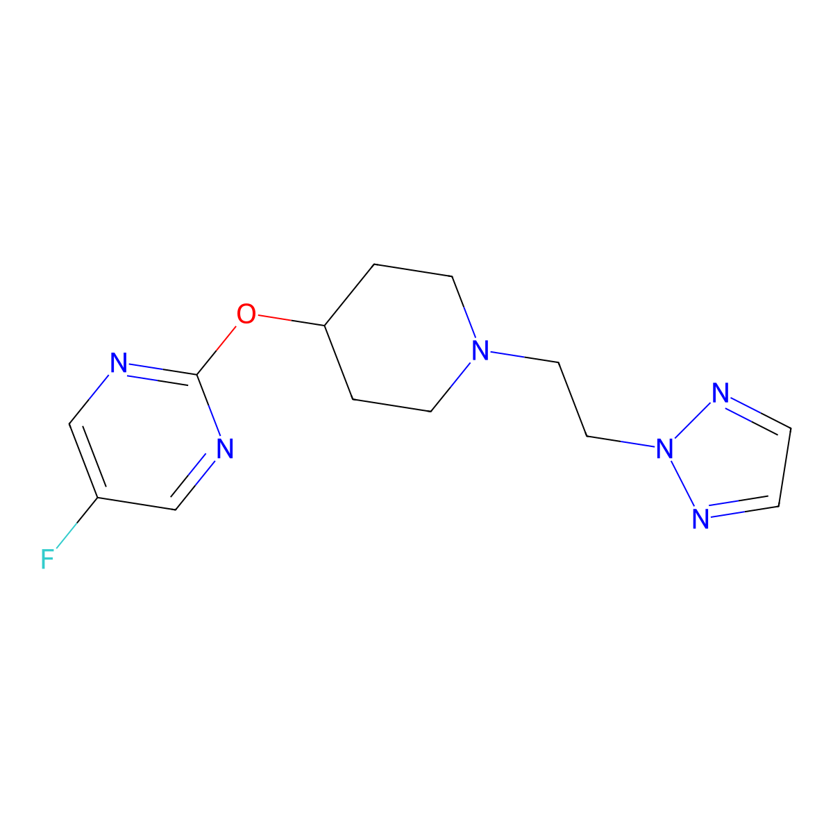 5-fluoro-2-({1-[2-(2H-1,2,3-triazol-2-yl)ethyl]piperidin-4-yl}oxy)pyrimidine molecular structure, CAS 2380078-08-8