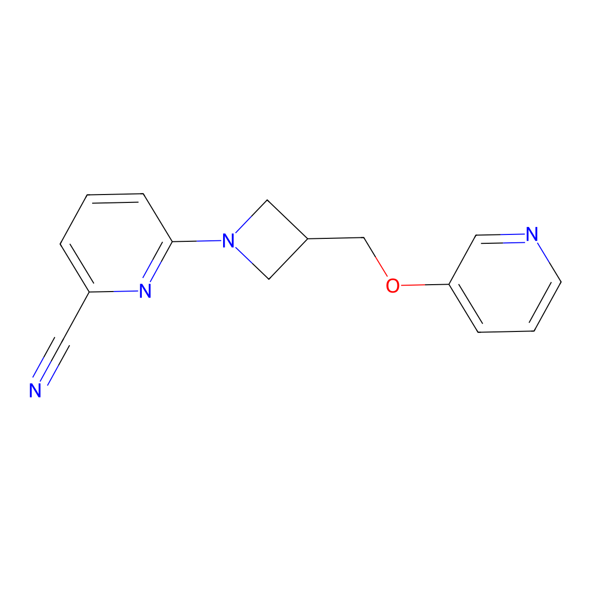 6-{3-[(Pyridin-3-yloxy)methyl]azetidin-1-yl}pyridine-2-carbonitrile molecular structure, CAS 2380078-12-4
