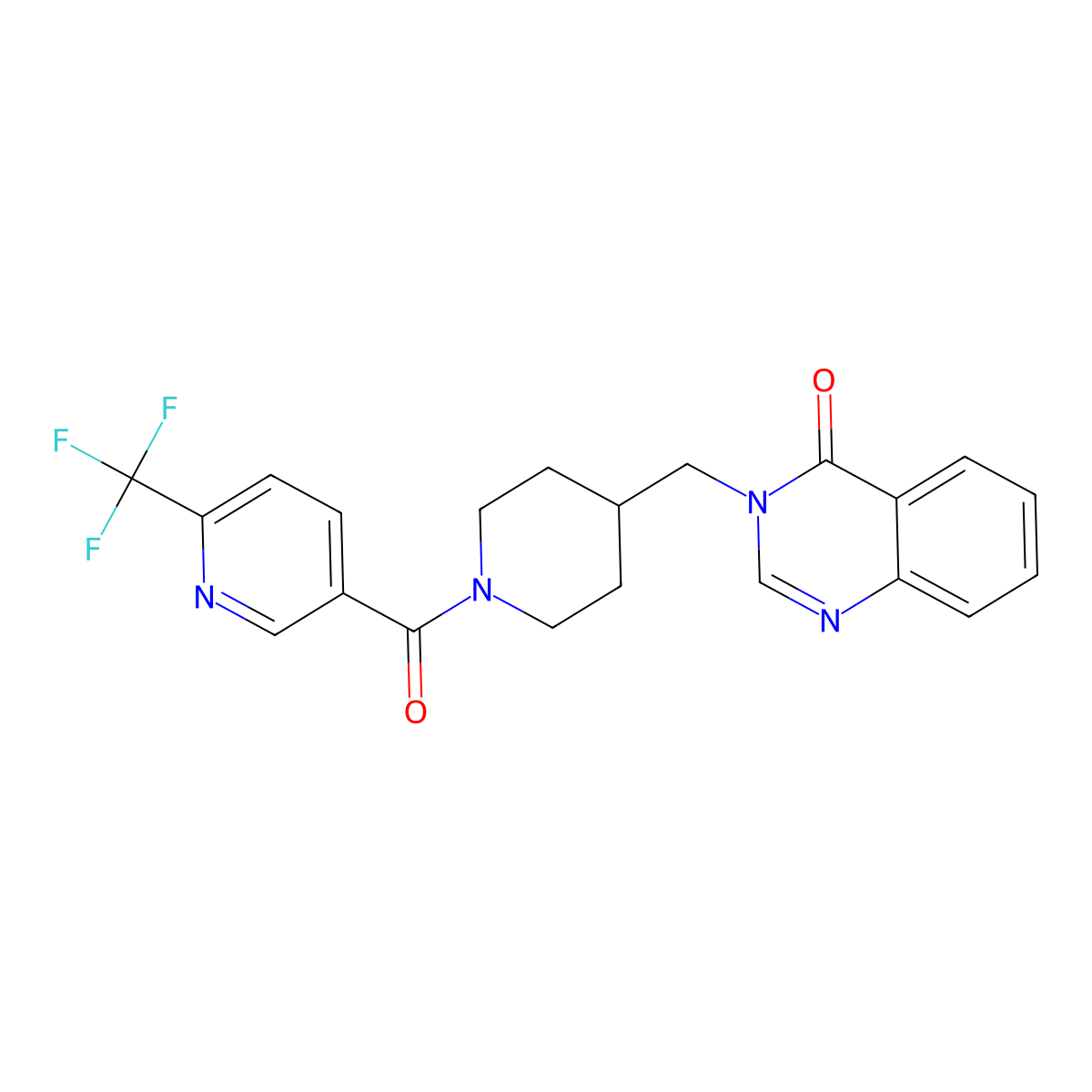 3-({1-[6-(Trifluoromethyl)pyridine-3-carbonyl]piperidin-4-yl}methyl)-3,4-dihydroquinazolin-4-one molecular structure, CAS 2380078-16-8